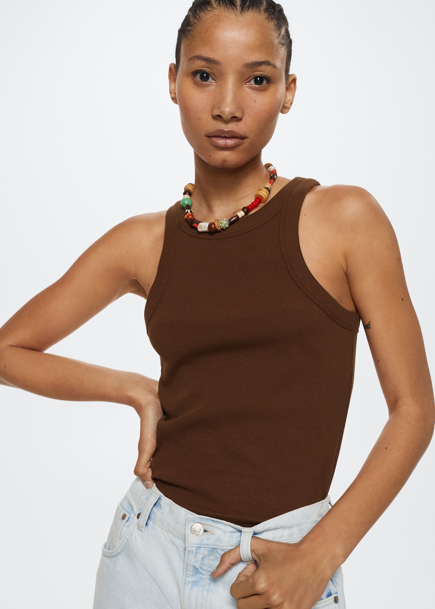 Ribbed cotton-blend top - Details of the article 2