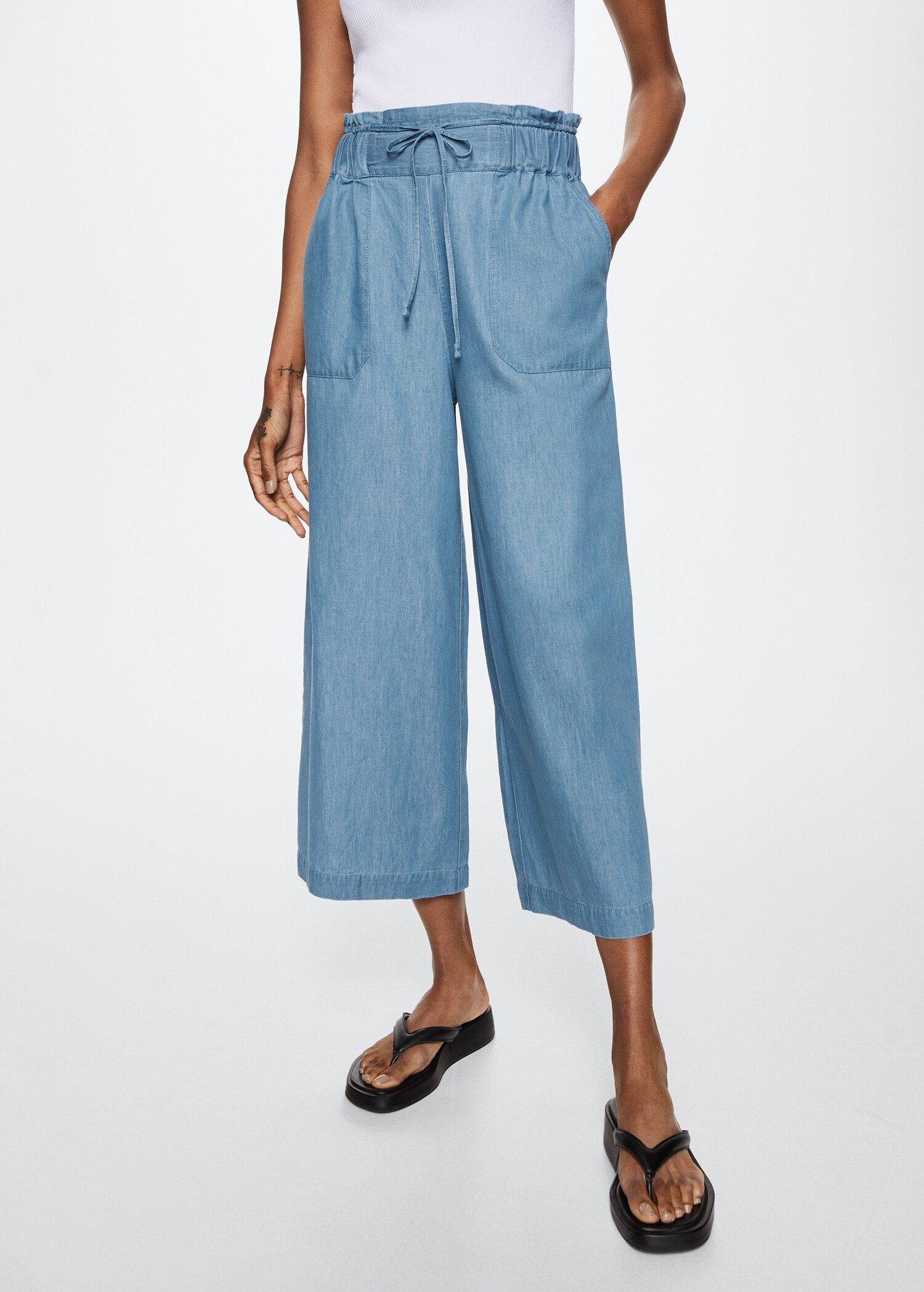 Belt cotton-blend trousers - Medium plane