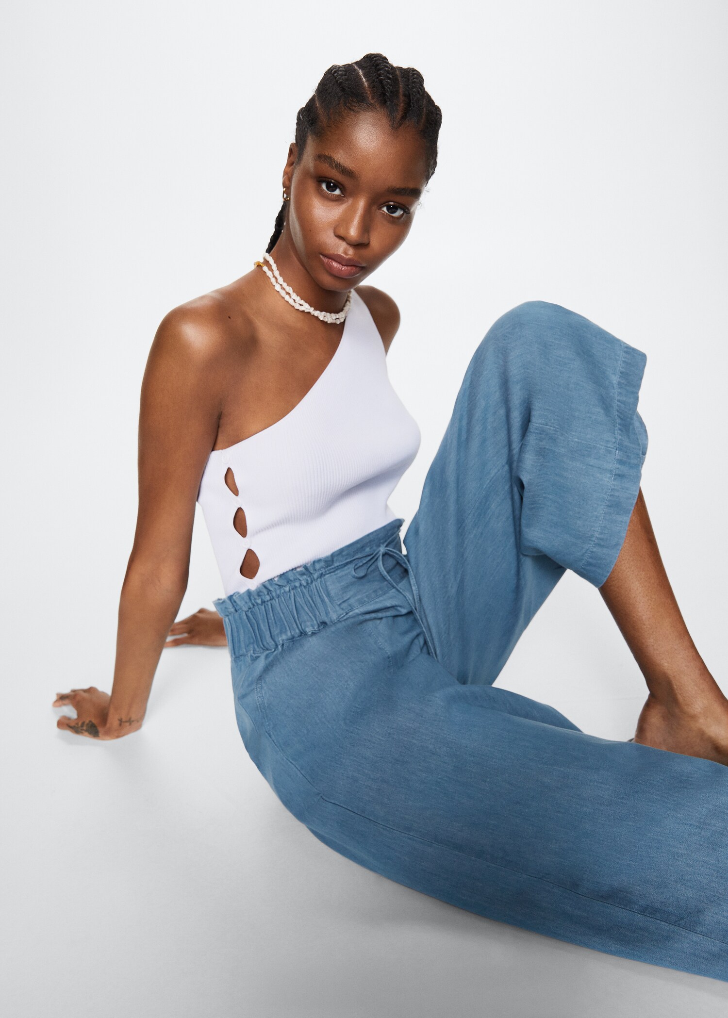 Belt cotton-blend trousers - Details of the article 1