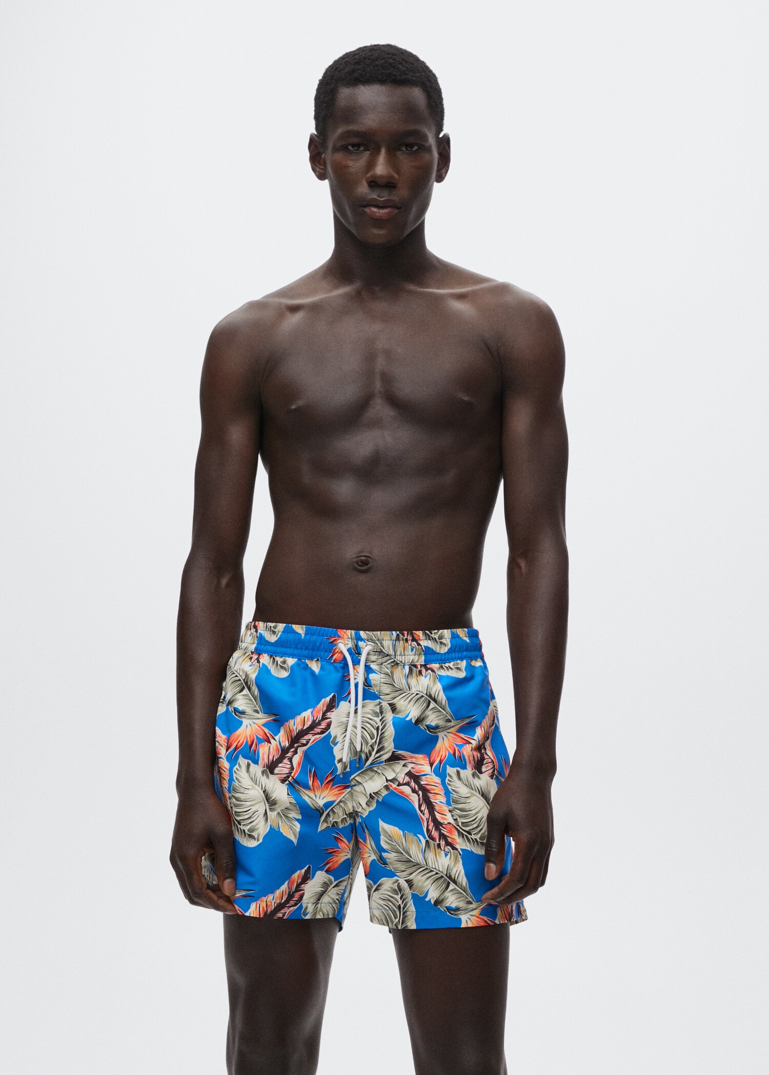 Badeshorts mit Hawaii-Print - Mittlere Ansicht