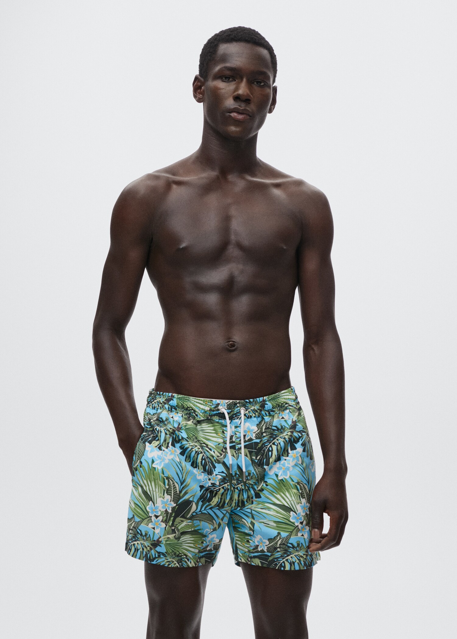 Hawaiian print swimming trunks - Medium plane