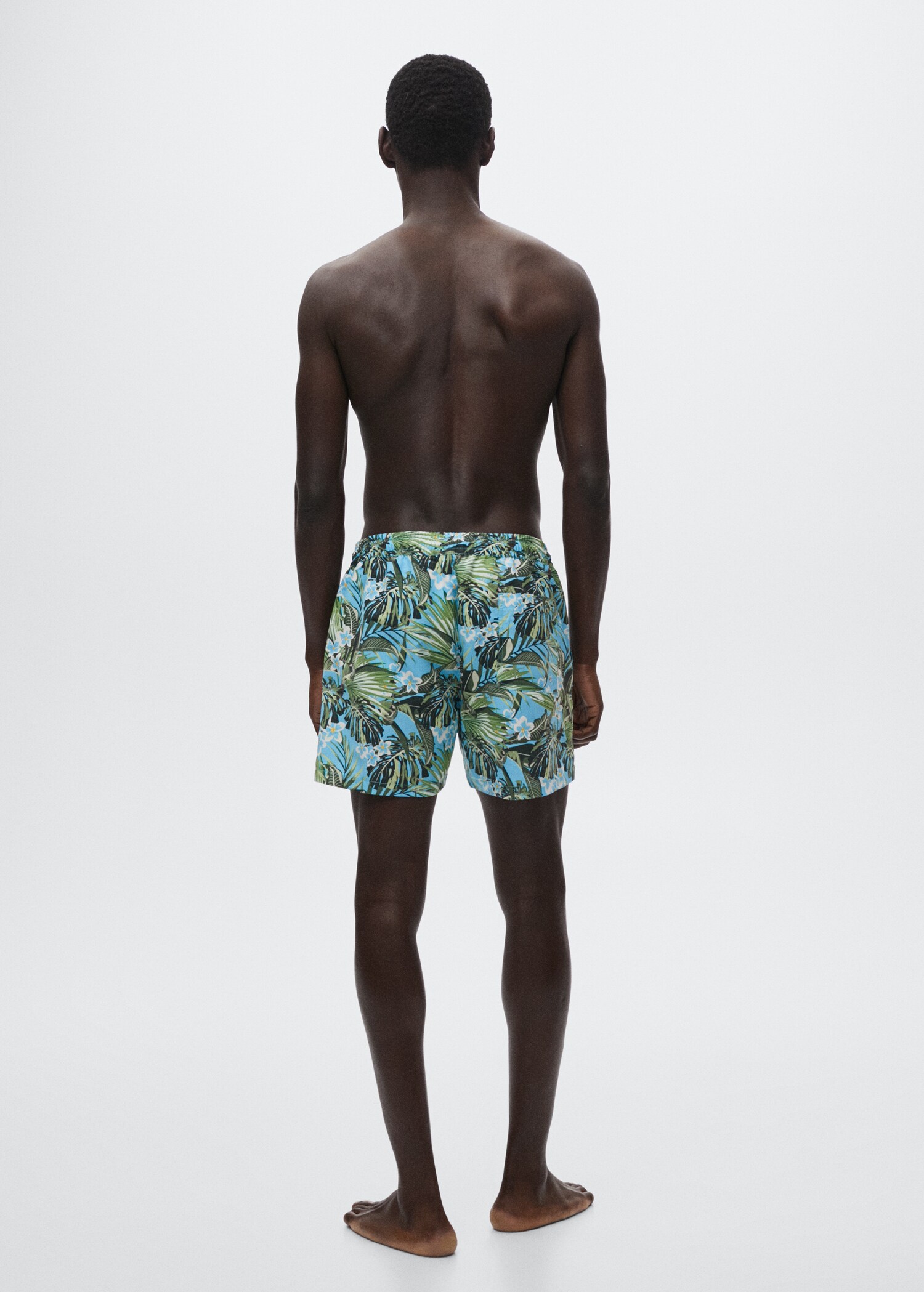 Hawaiian print swimming trunks - Reverse of the article