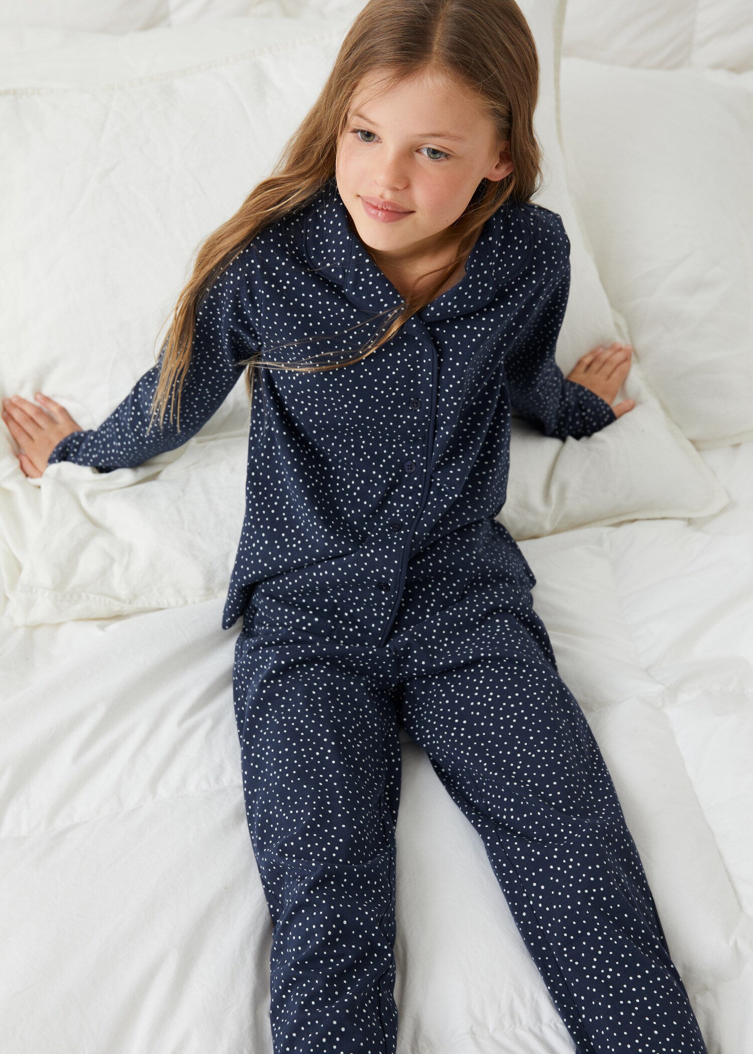 Polka-dot long pyjamas - Medium plane
