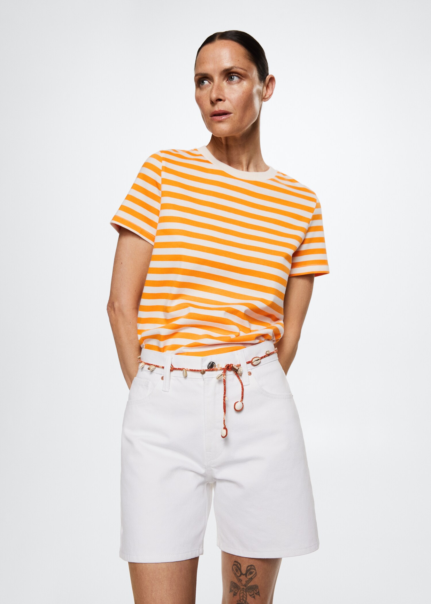 T-shirt coton à rayures - Plan moyen