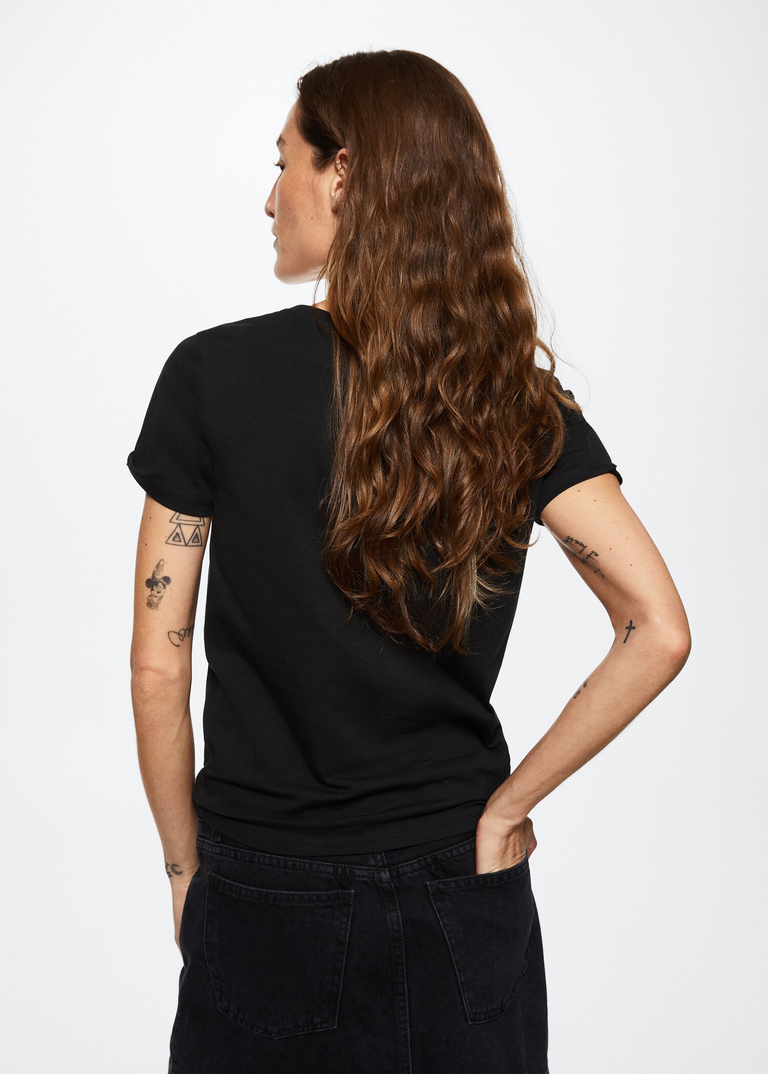 T-shirt met print en stras - Achterkant van het artikel
