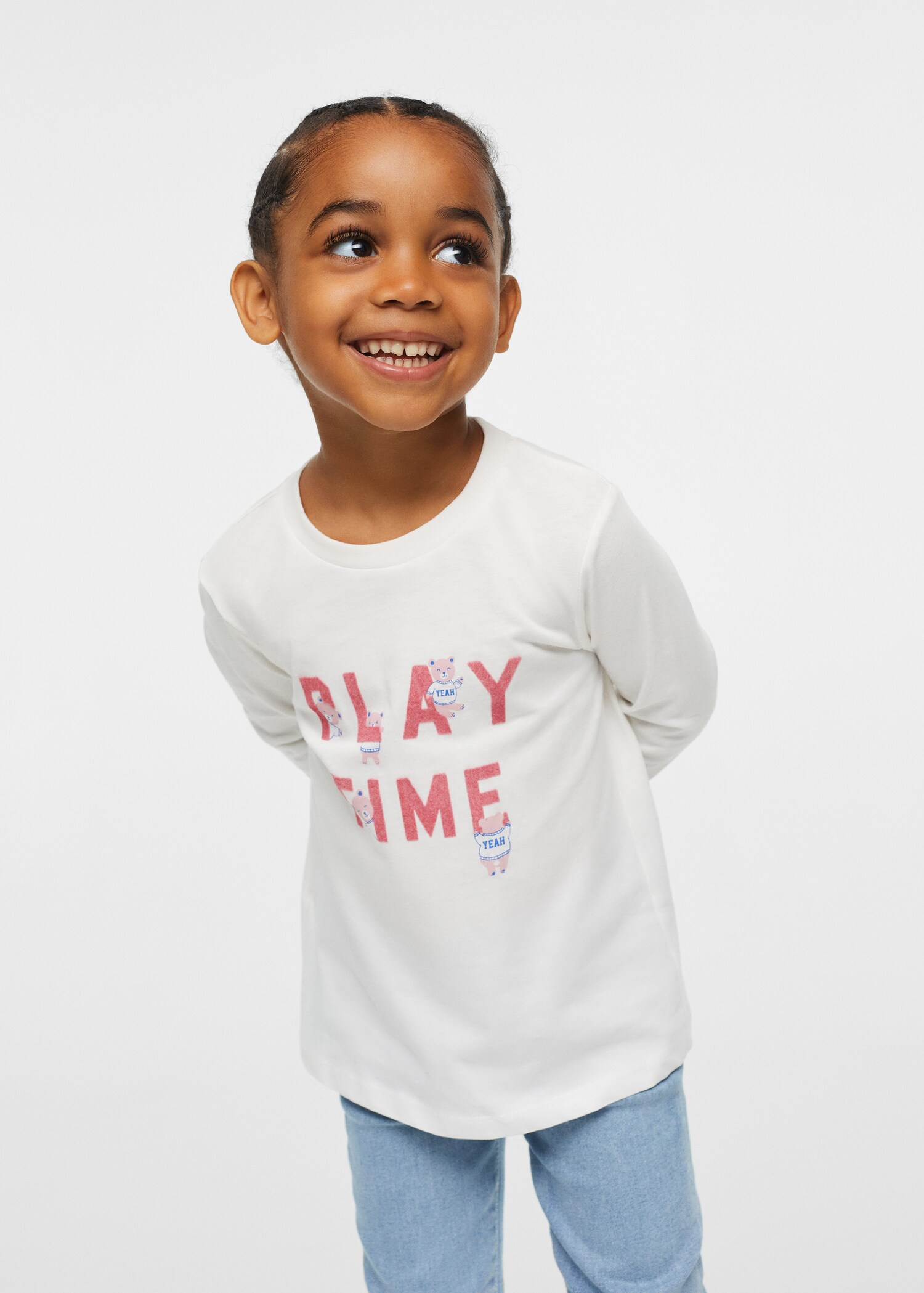 Langärmliges T-Shirt mit Schriftzug - Mittlere Ansicht