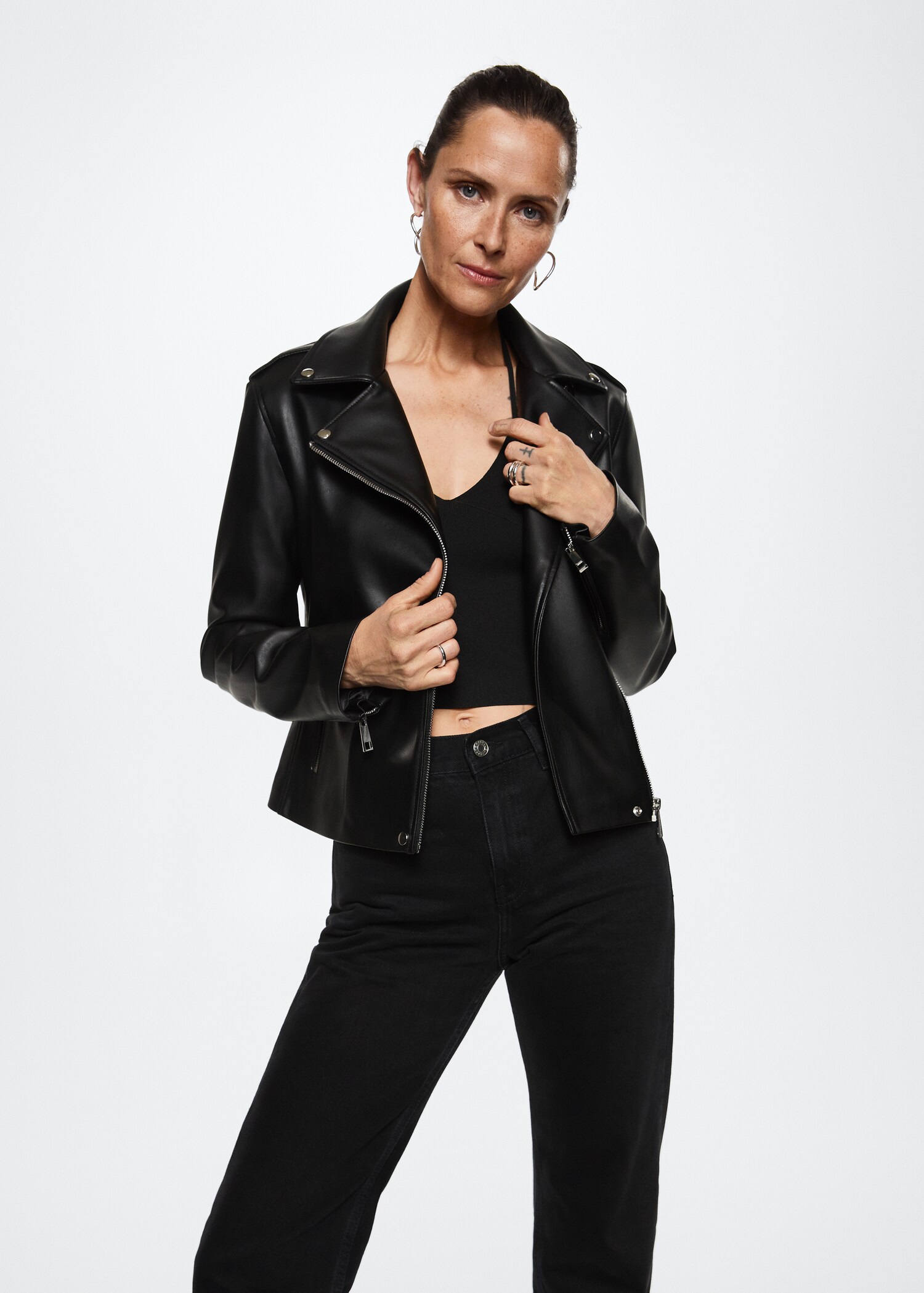 Leather-effect biker jacket - Medium plane