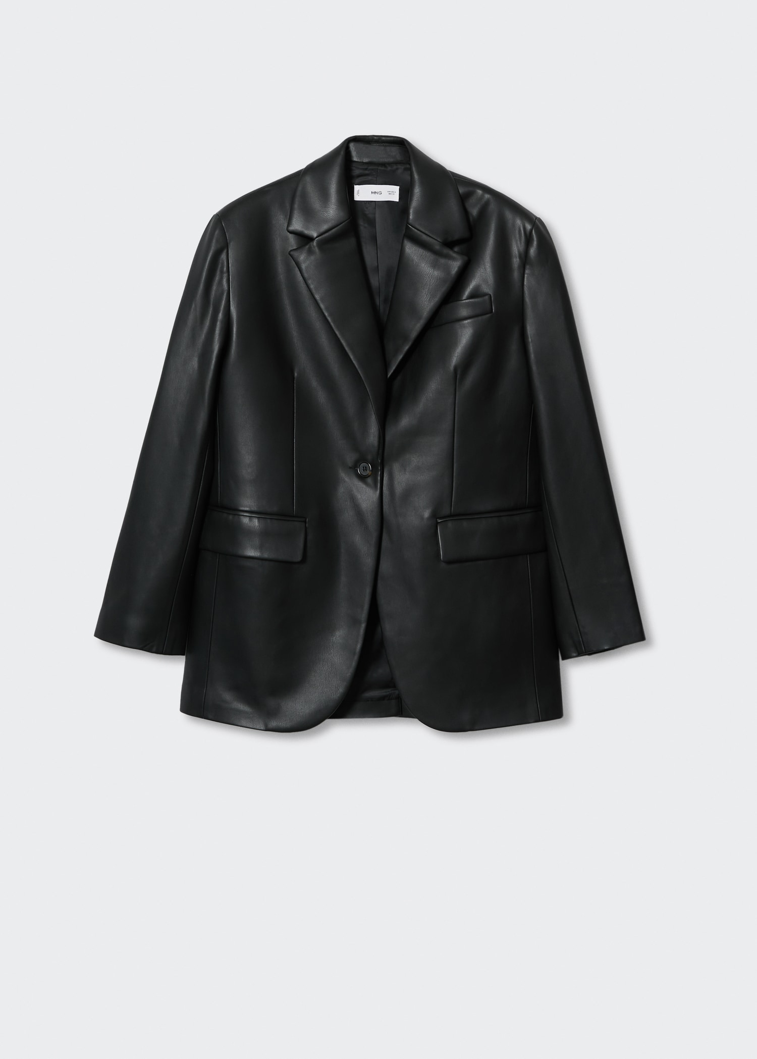 Oversized Leather Black Blazer Womens Leather-effect Oversized