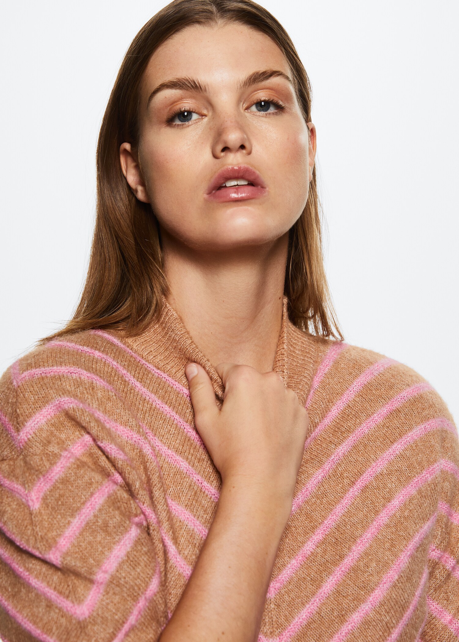 Stripe-print sweater with Perkins neck - Details of the article 1