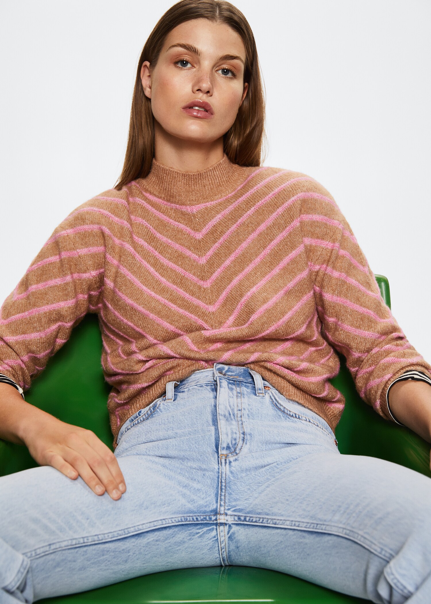 Stripe-print sweater with Perkins neck - Details of the article 2