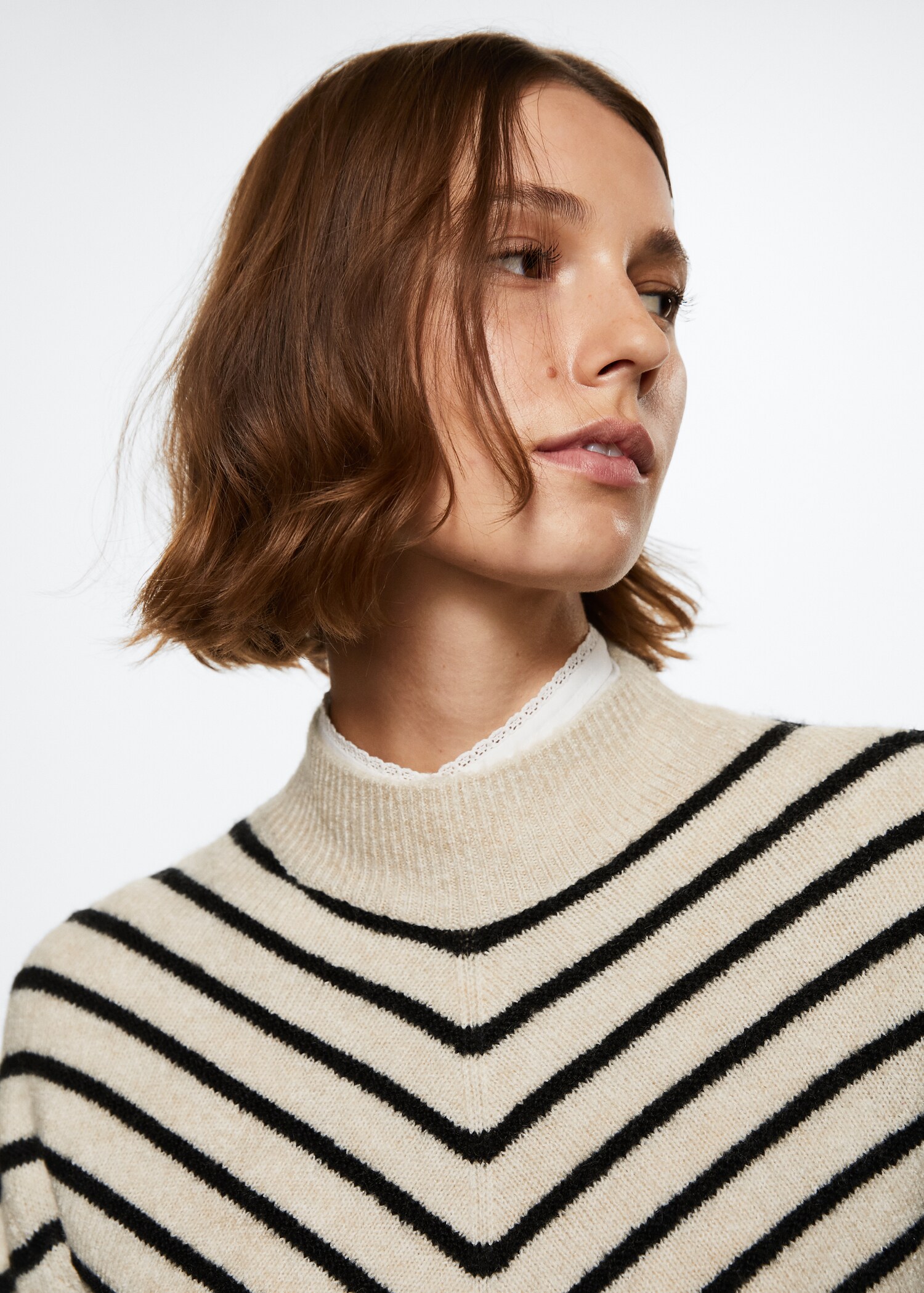 Stripe-print sweater with Perkins neck - Details of the article 2
