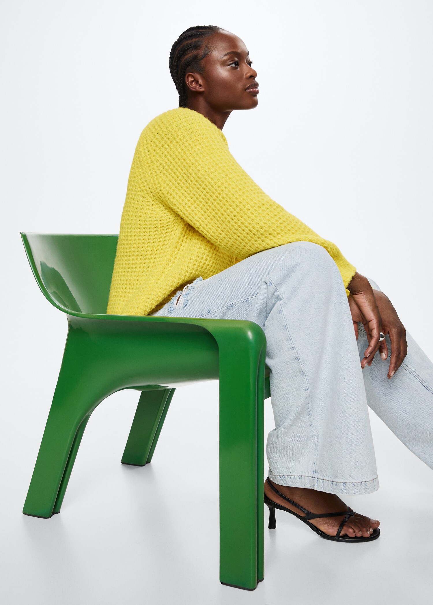 Pulover oversize din tricot cu punct leneș - Detaliu al articolului 2