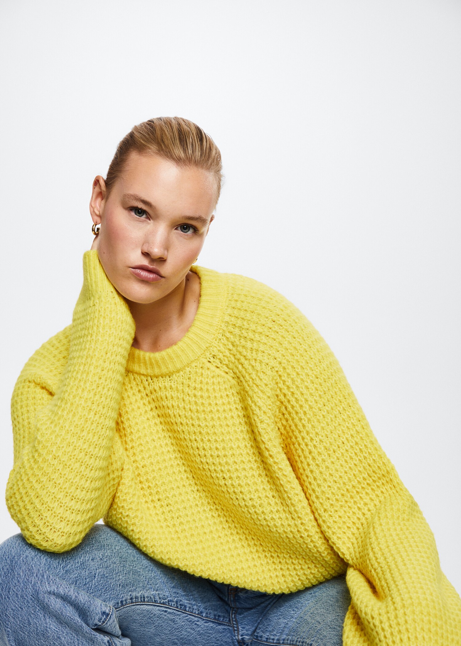Pulover oversize din tricot cu punct leneș - Detaliu al articolului 4