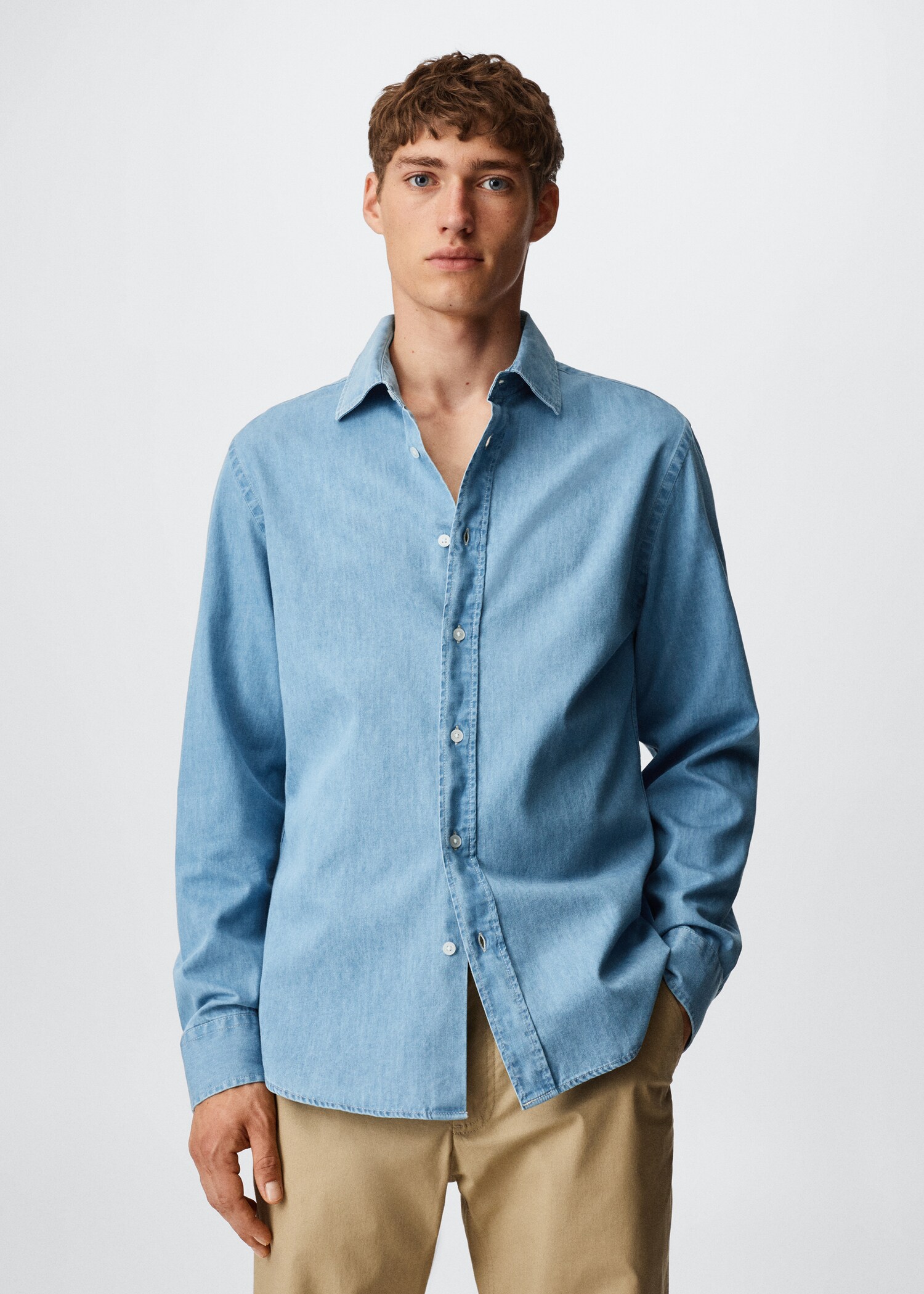 Camisa de ganga slim fit  - Plano médio