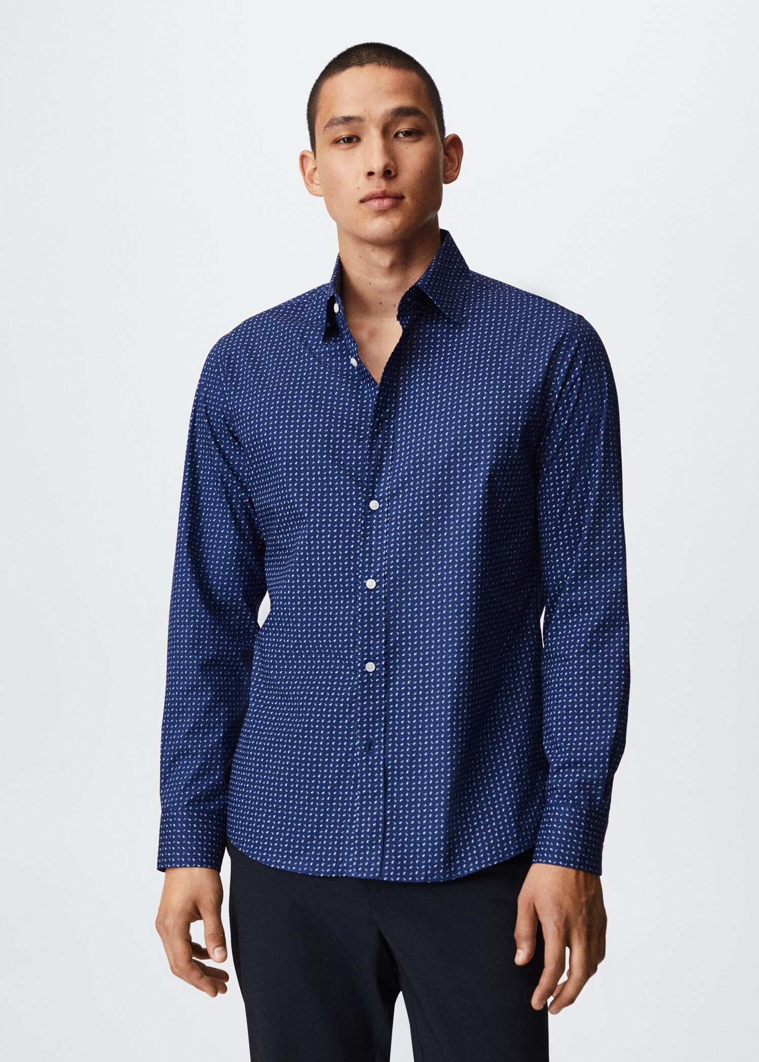 Koszula slim fit z bawełny z nadrukiem - Plan średni