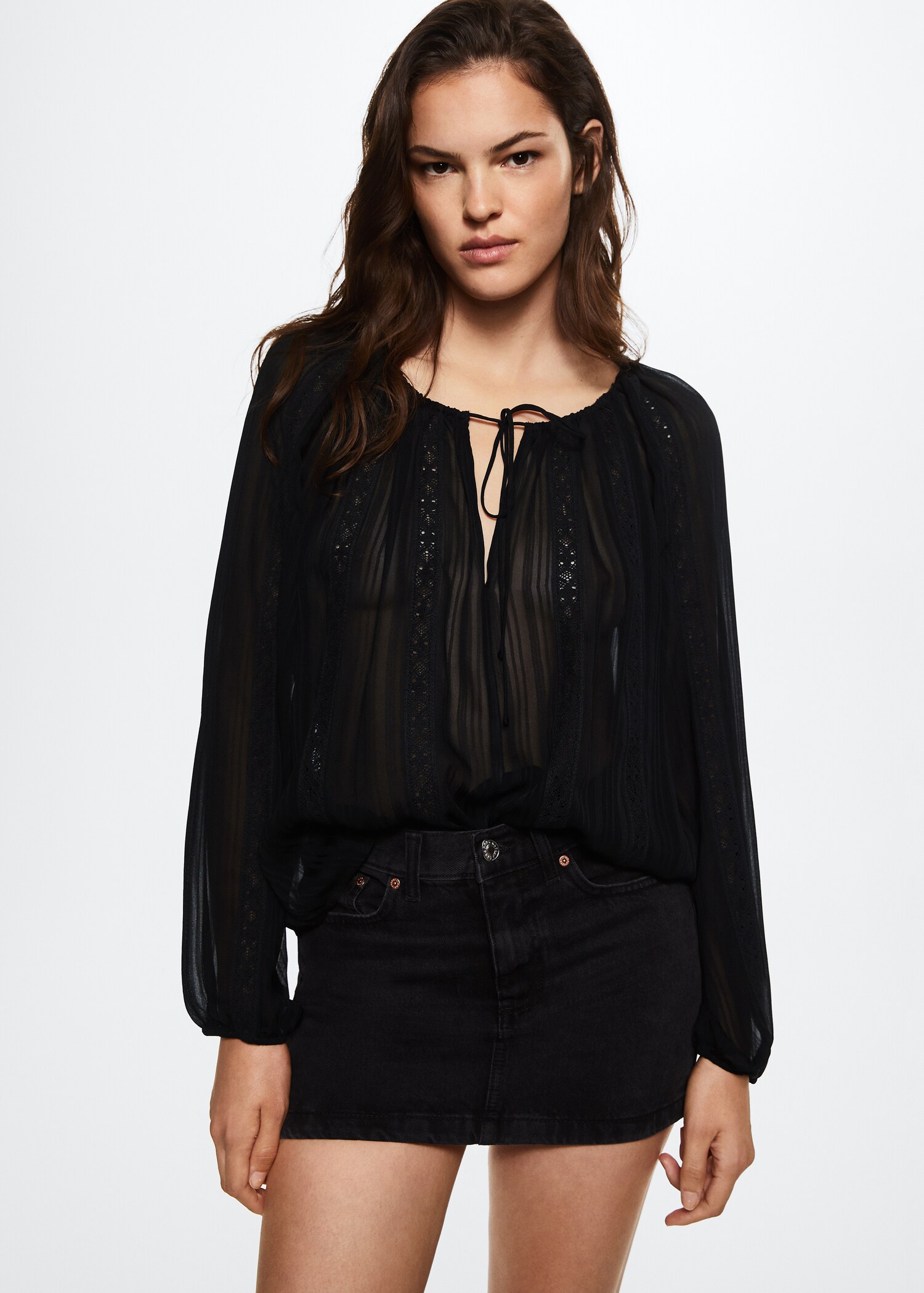 Embroidered details blouse - Medium plane