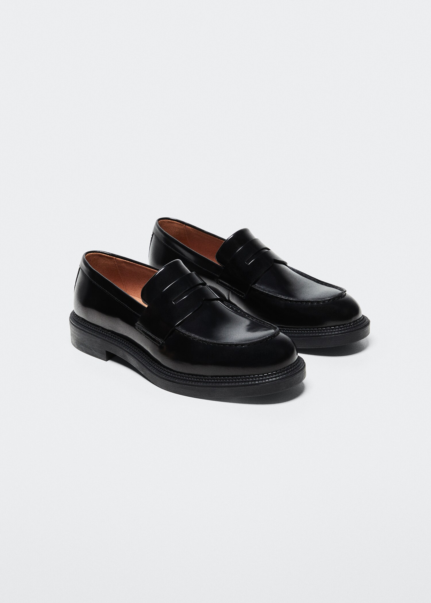 Fur patent loafers - Medium plane