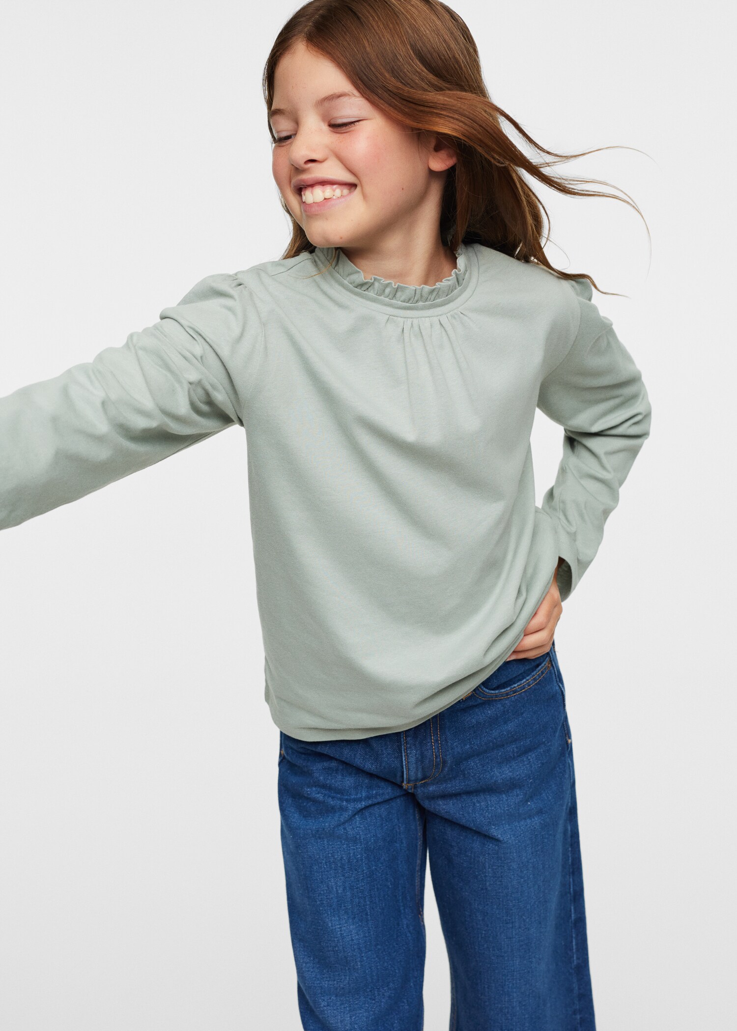 T-shirt avec détail plissé - Plan moyen