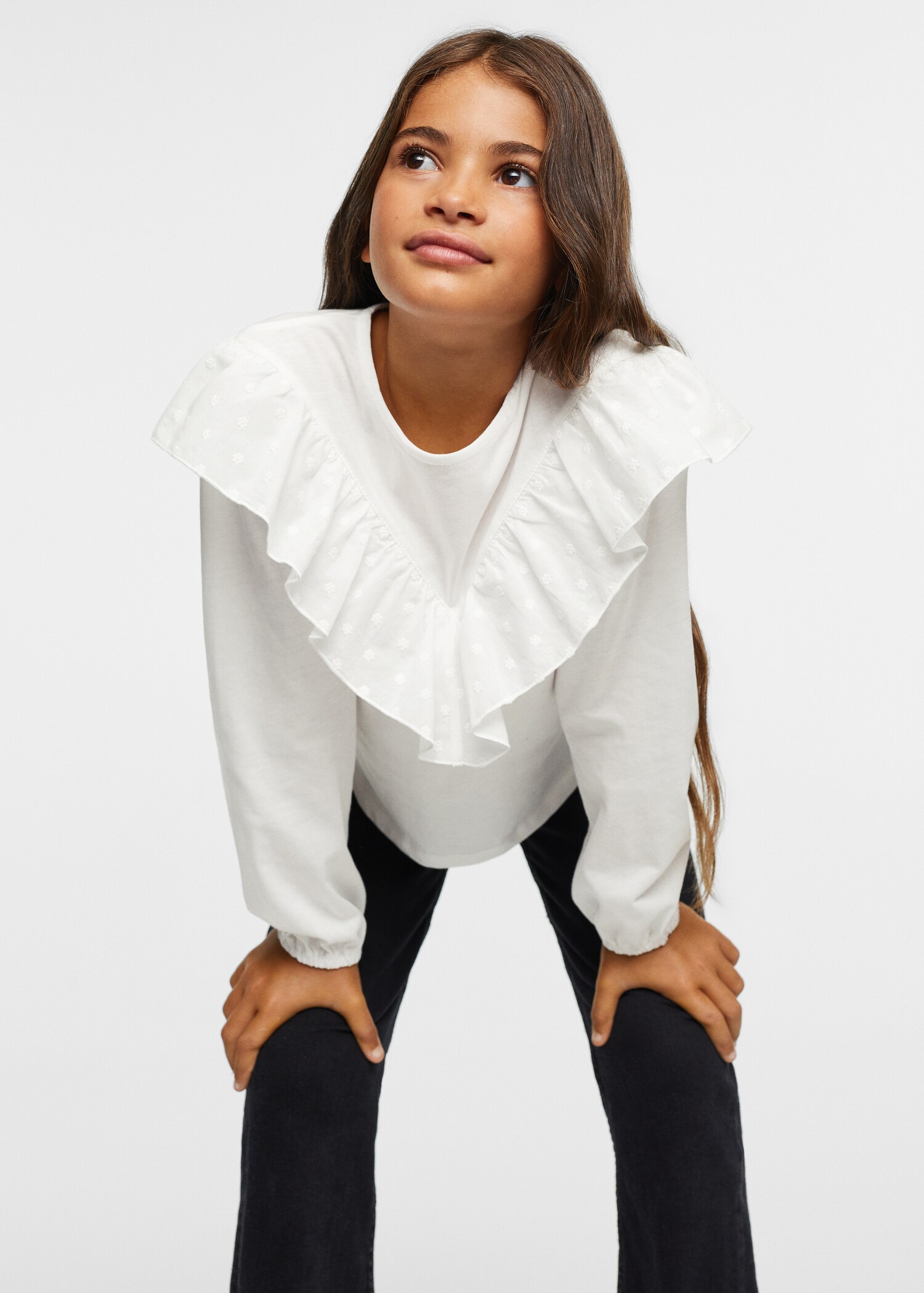 Langarm-T-Shirt mit Rüschen - Mittlere Ansicht