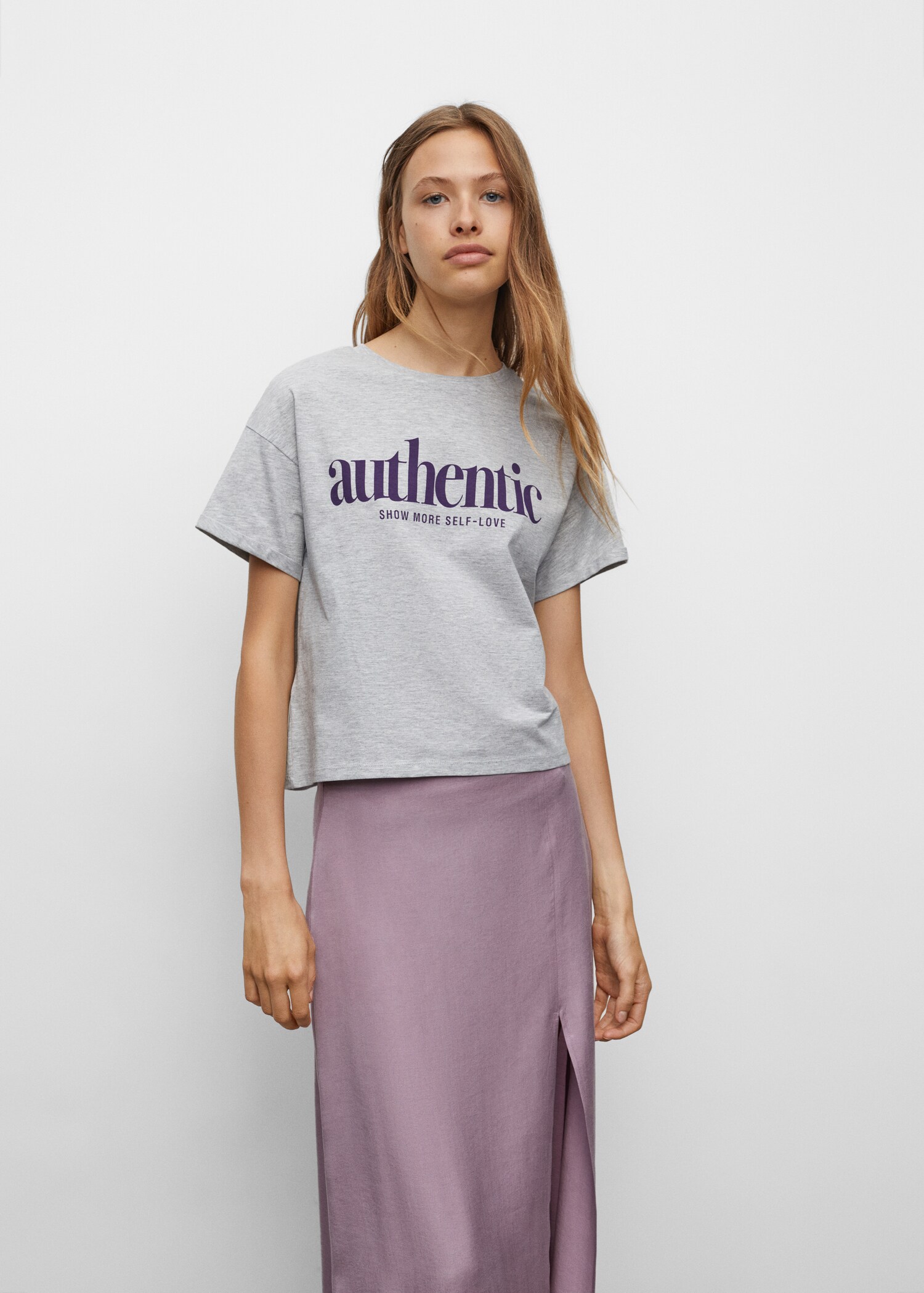 Bedrucktes Baumwoll-T-Shirt - Mittlere Ansicht