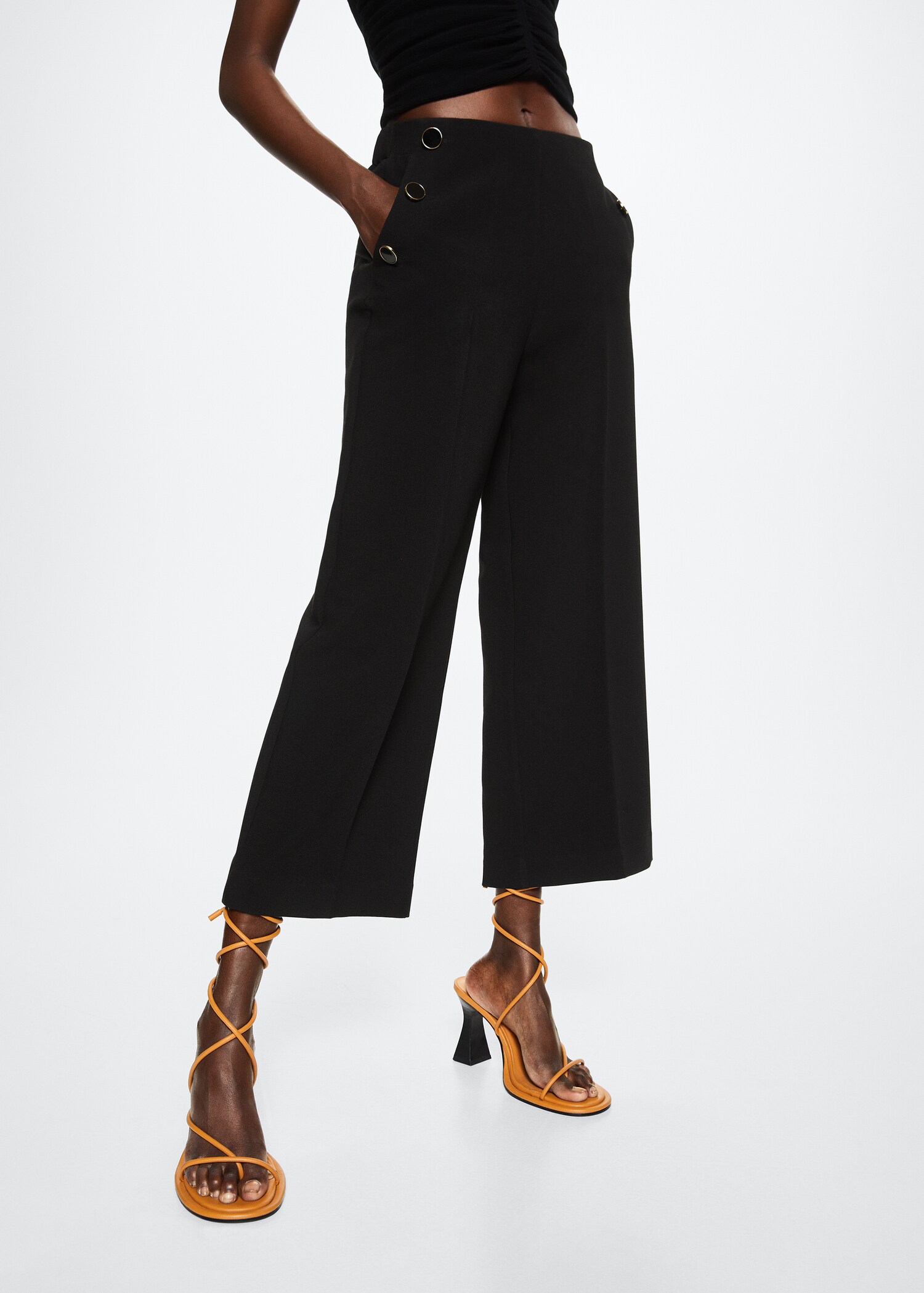 Cropped button trousers - Medium plane