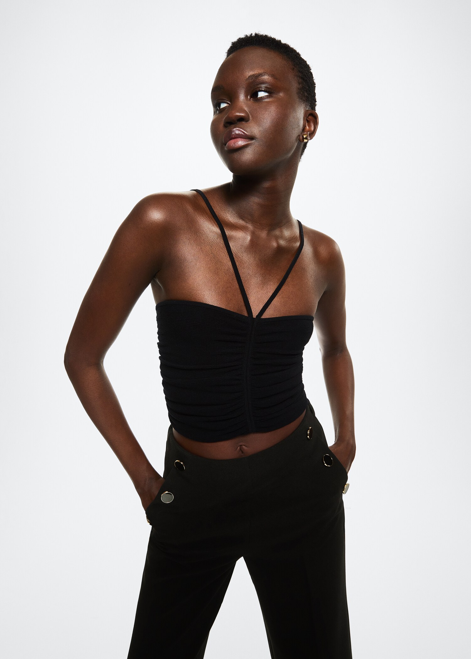 Cropped button trousers - Details of the article 1