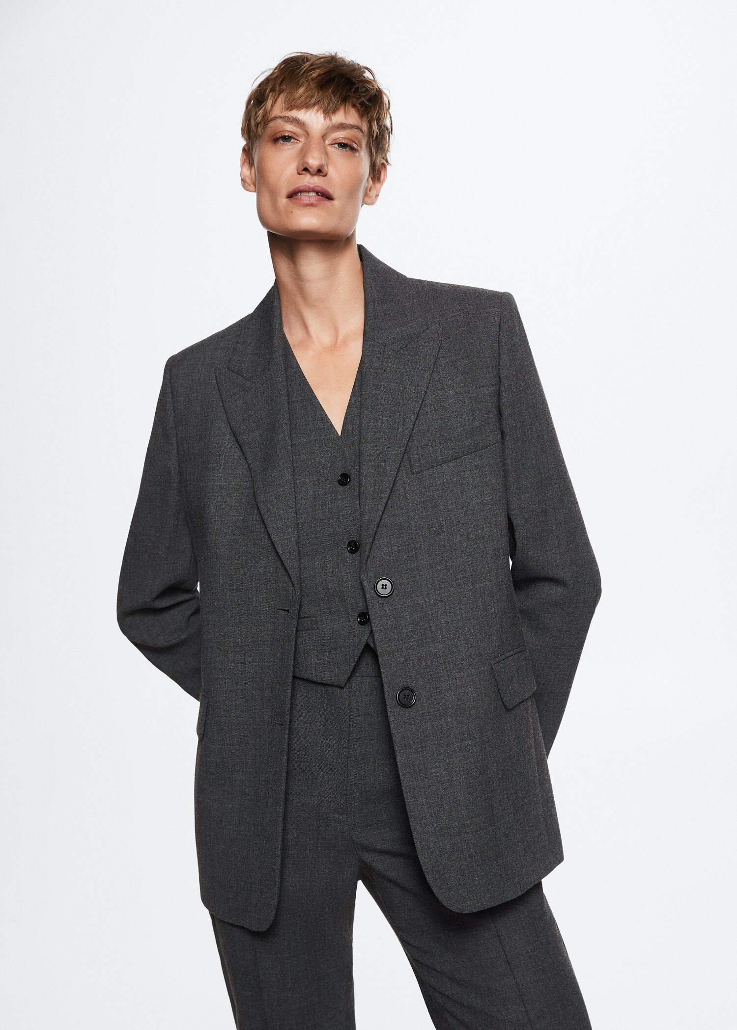 Structured wool suit blazer - Medium plane
