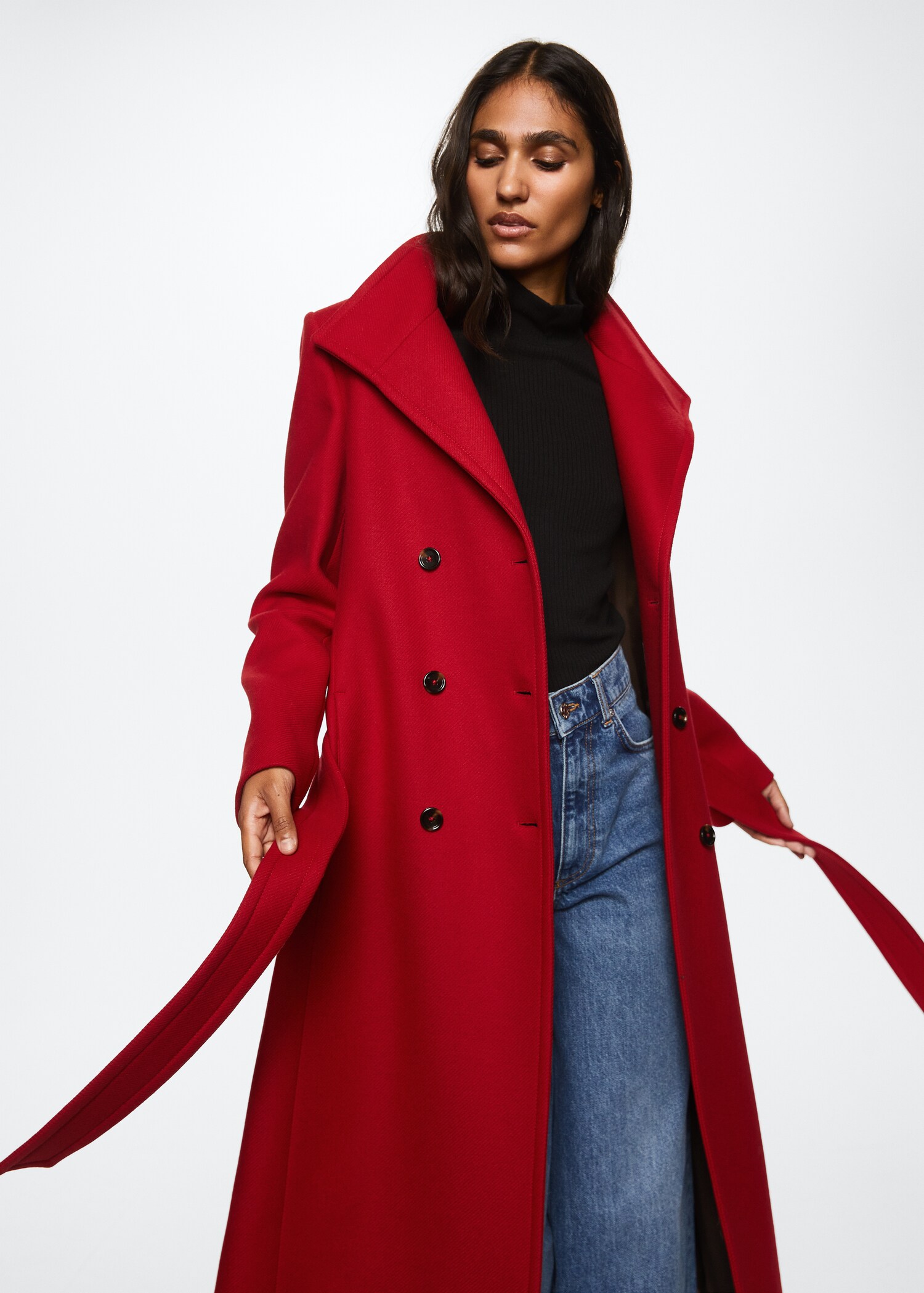 Woollen coat with belt - Details of the article 1