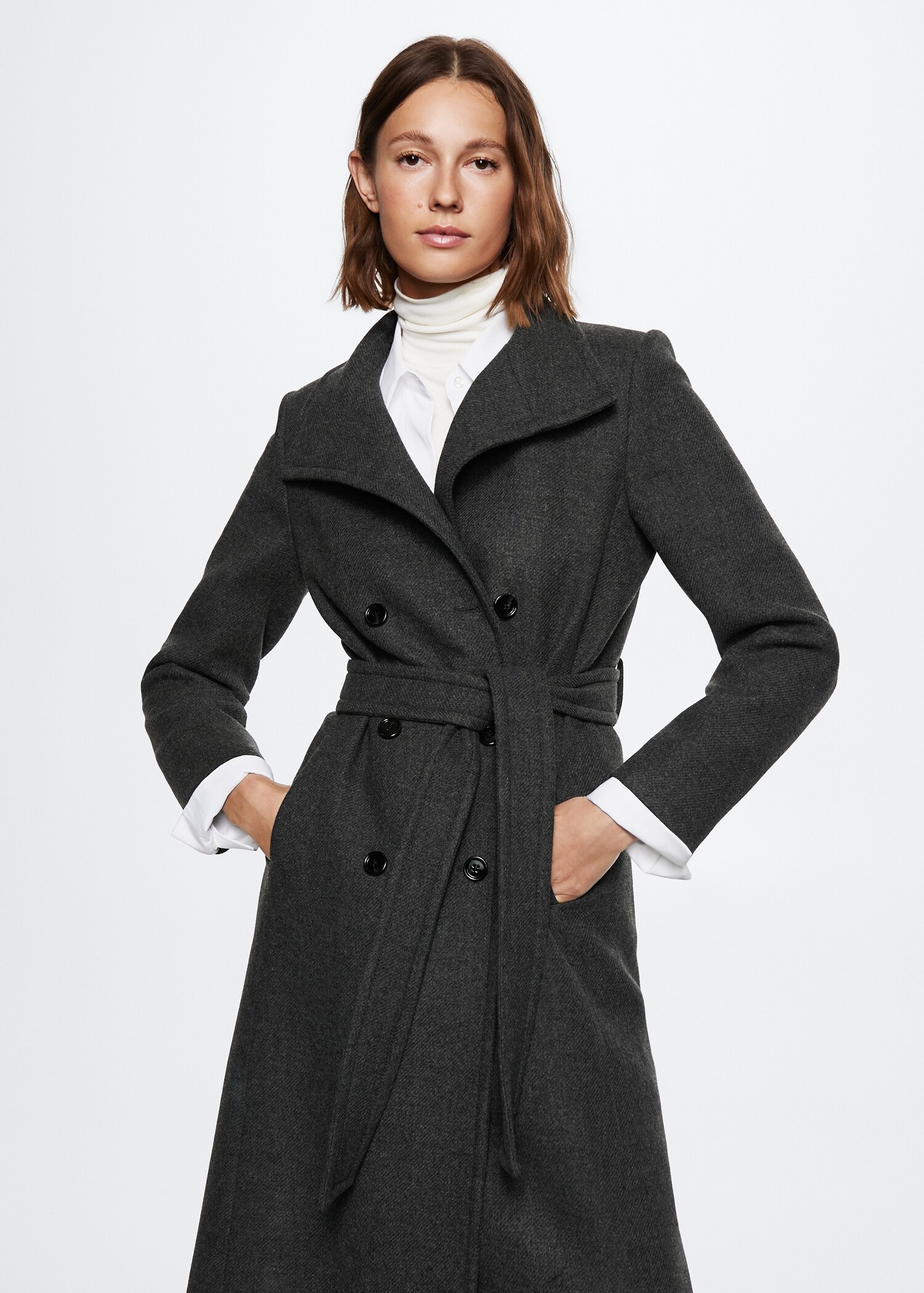 Woollen coat with belt - Medium plane
