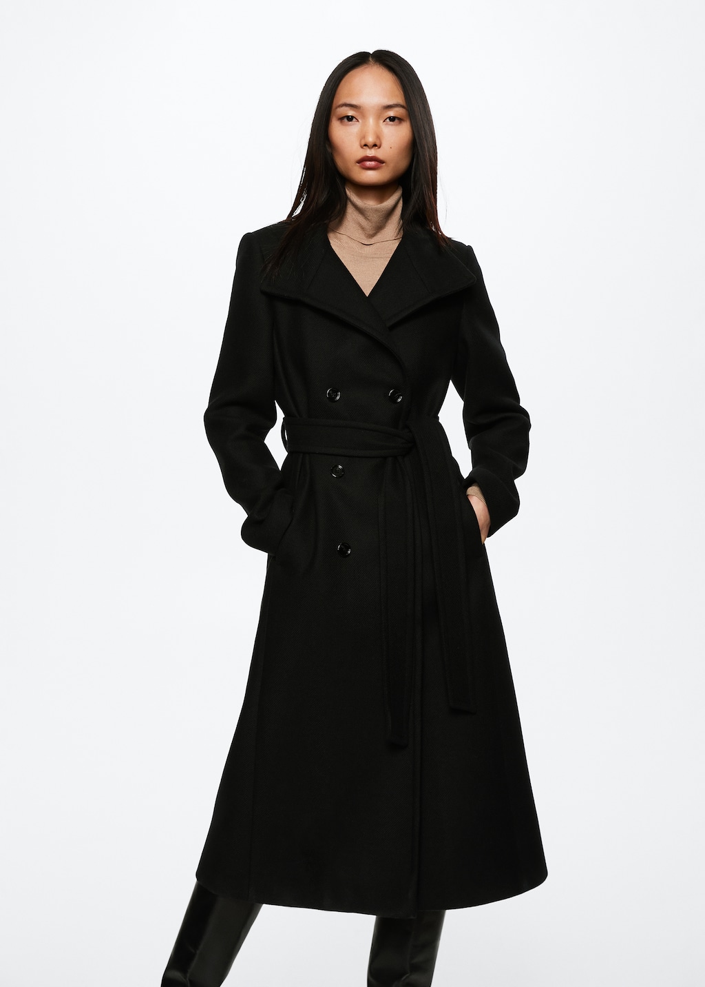 Mango wool belted coat sale