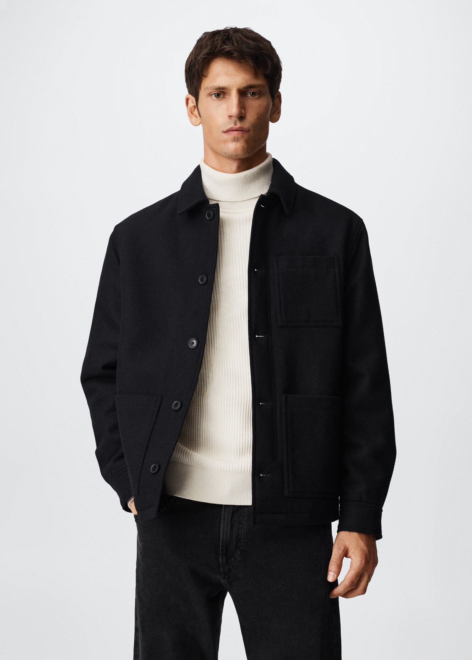Woll-Mix-Jacke mit Seitentaschen - Mittlere Ansicht