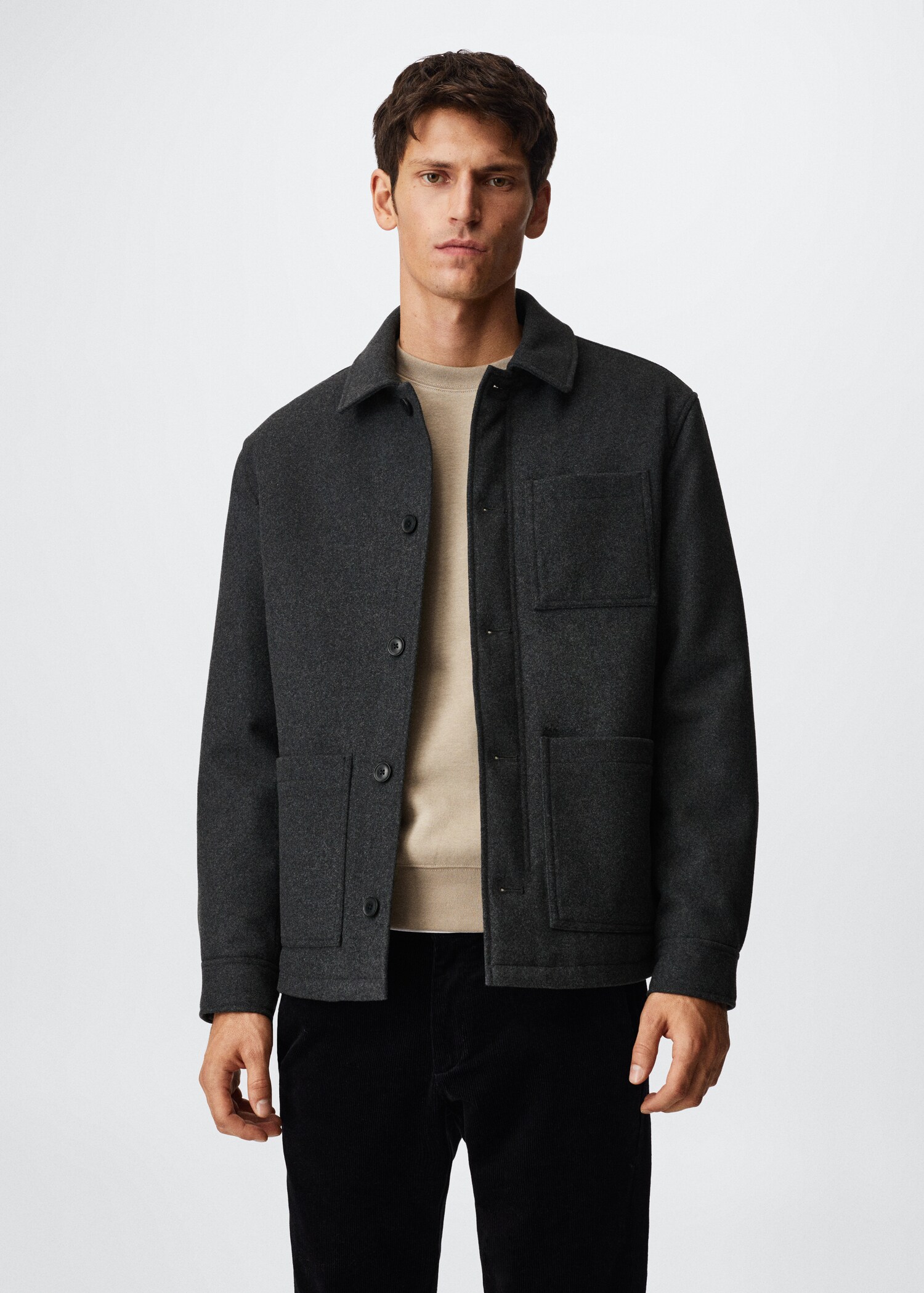 Woll-Mix-Jacke mit Seitentaschen - Mittlere Ansicht