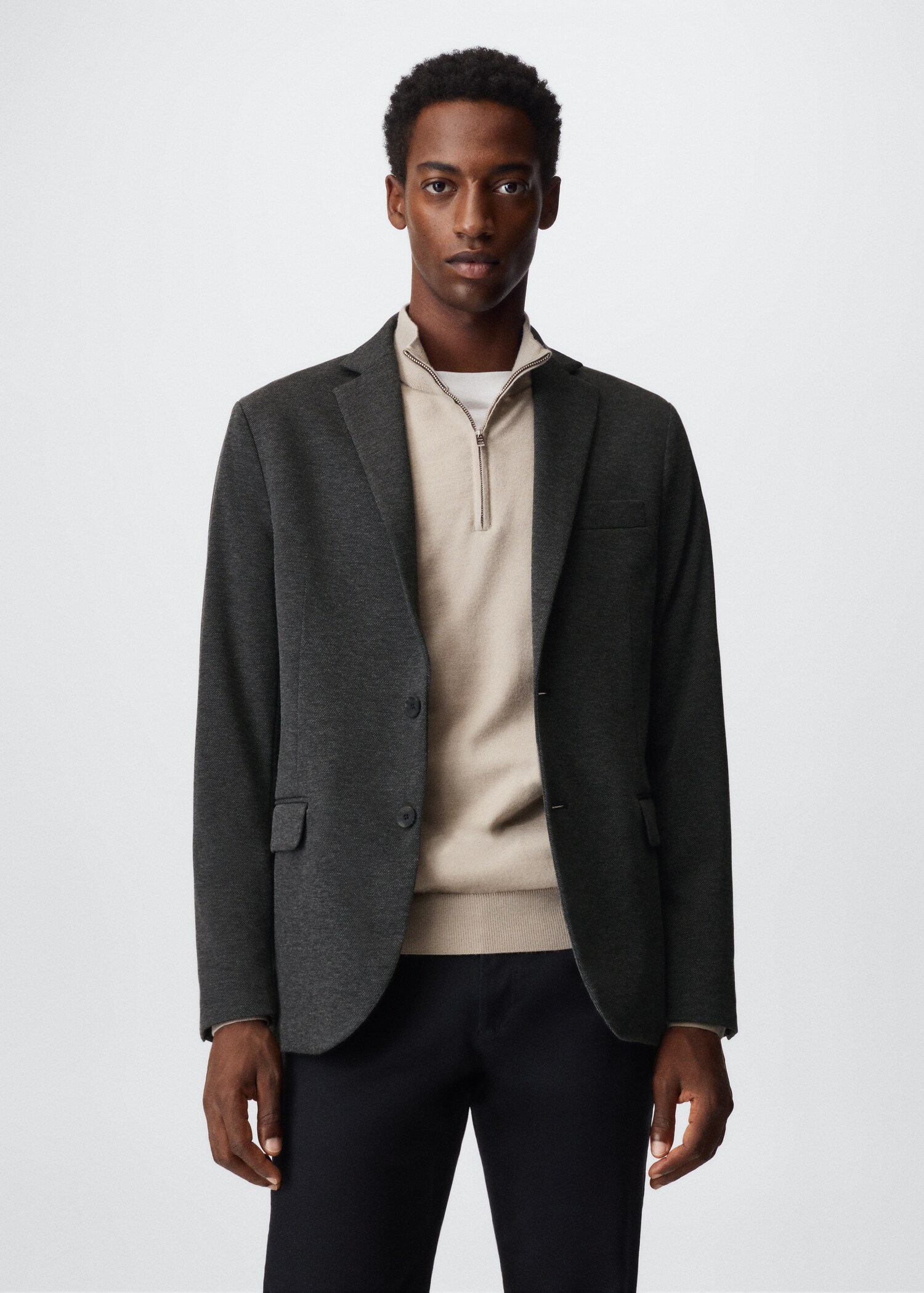 Strukturierter Baumwoll-Blazer - Mittlere Ansicht