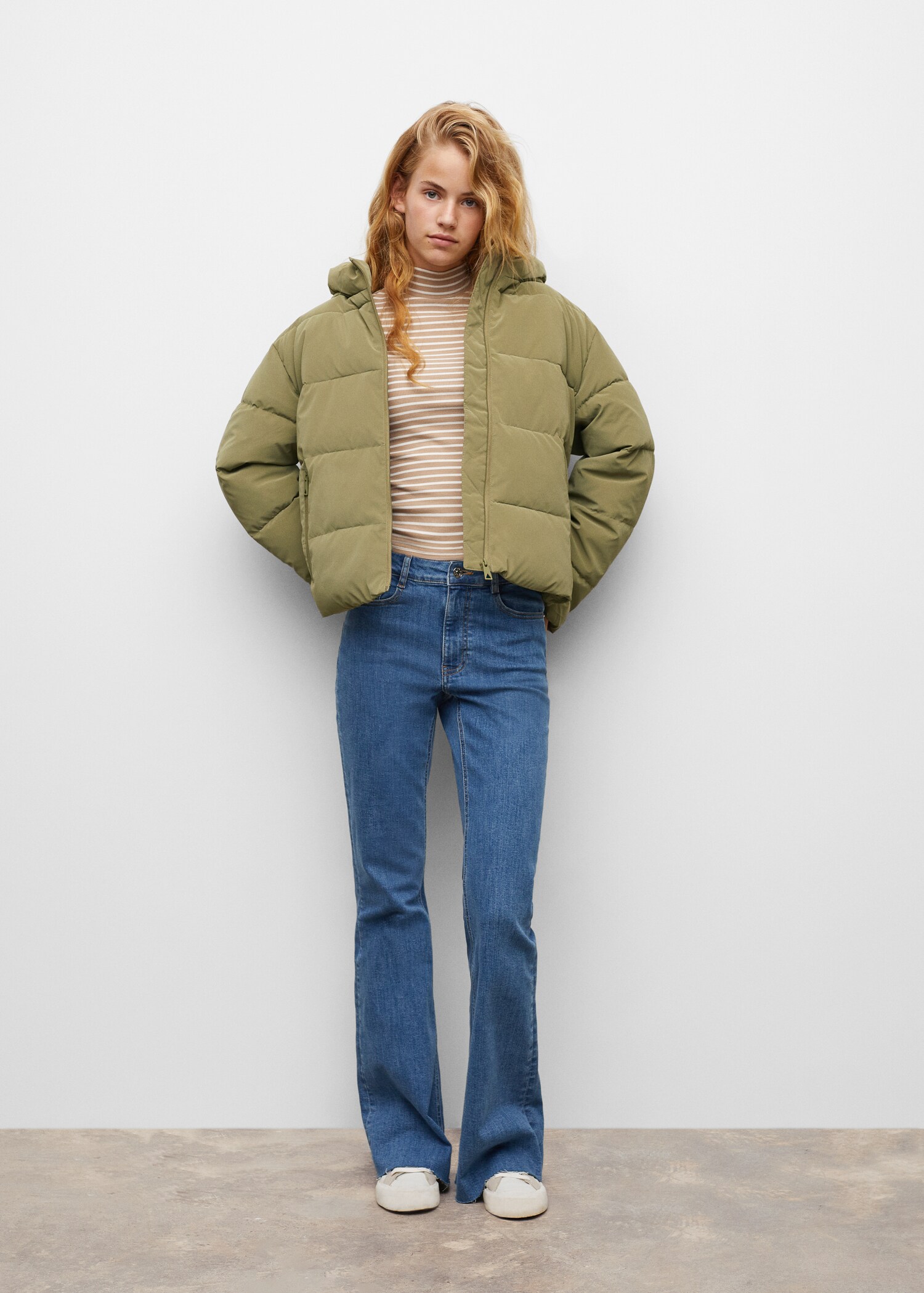 Side-zip quilted coat - Medium plane
