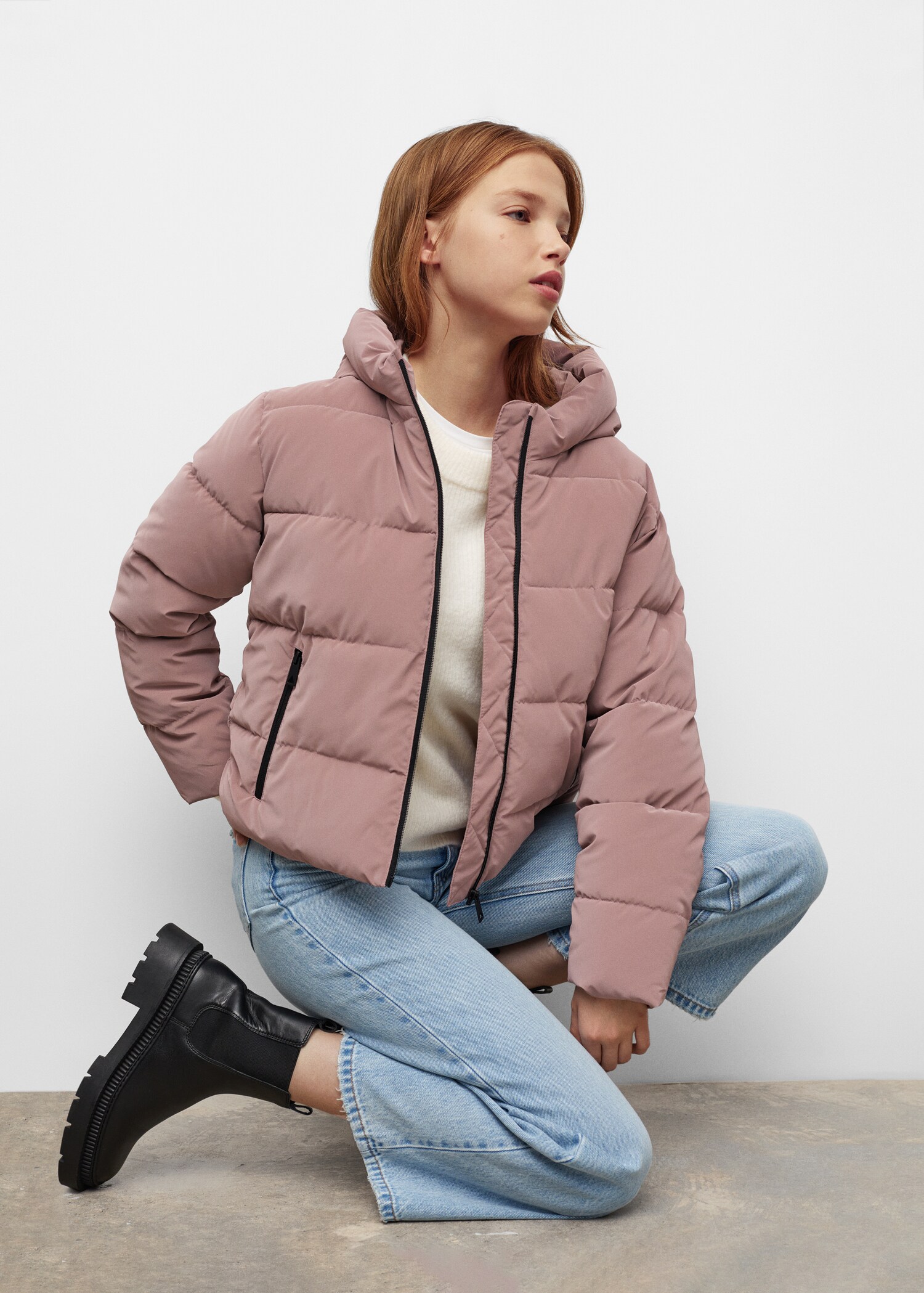 Side-zip quilted coat - Medium plane