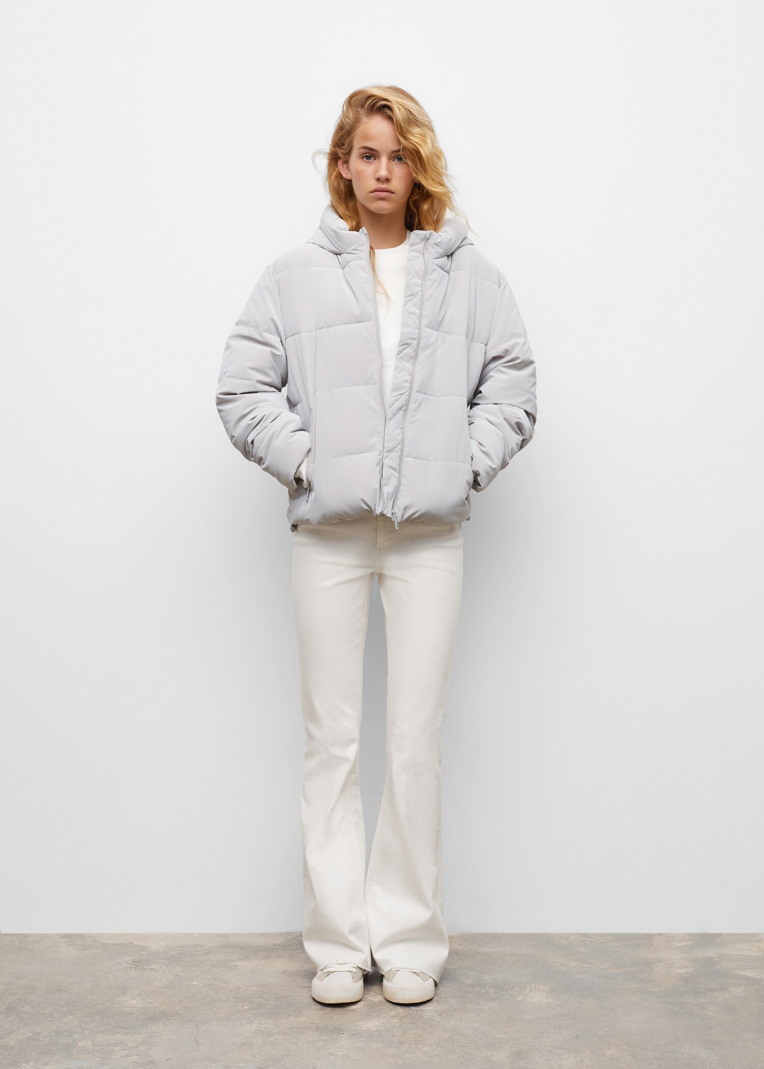 Side-zip quilted coat - Medium plane