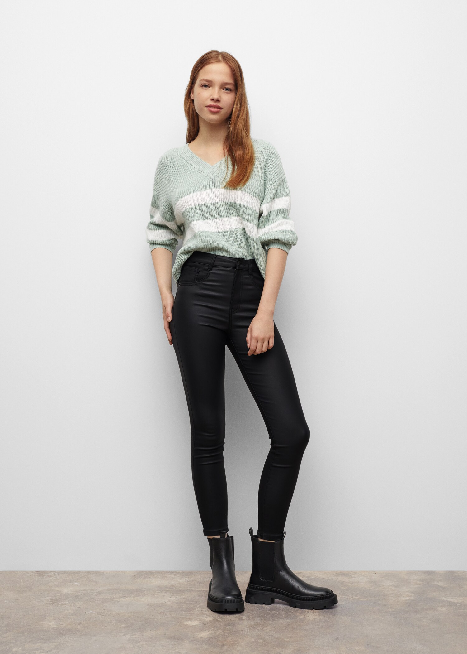 Leather-effect skinny trousers - Medium plane