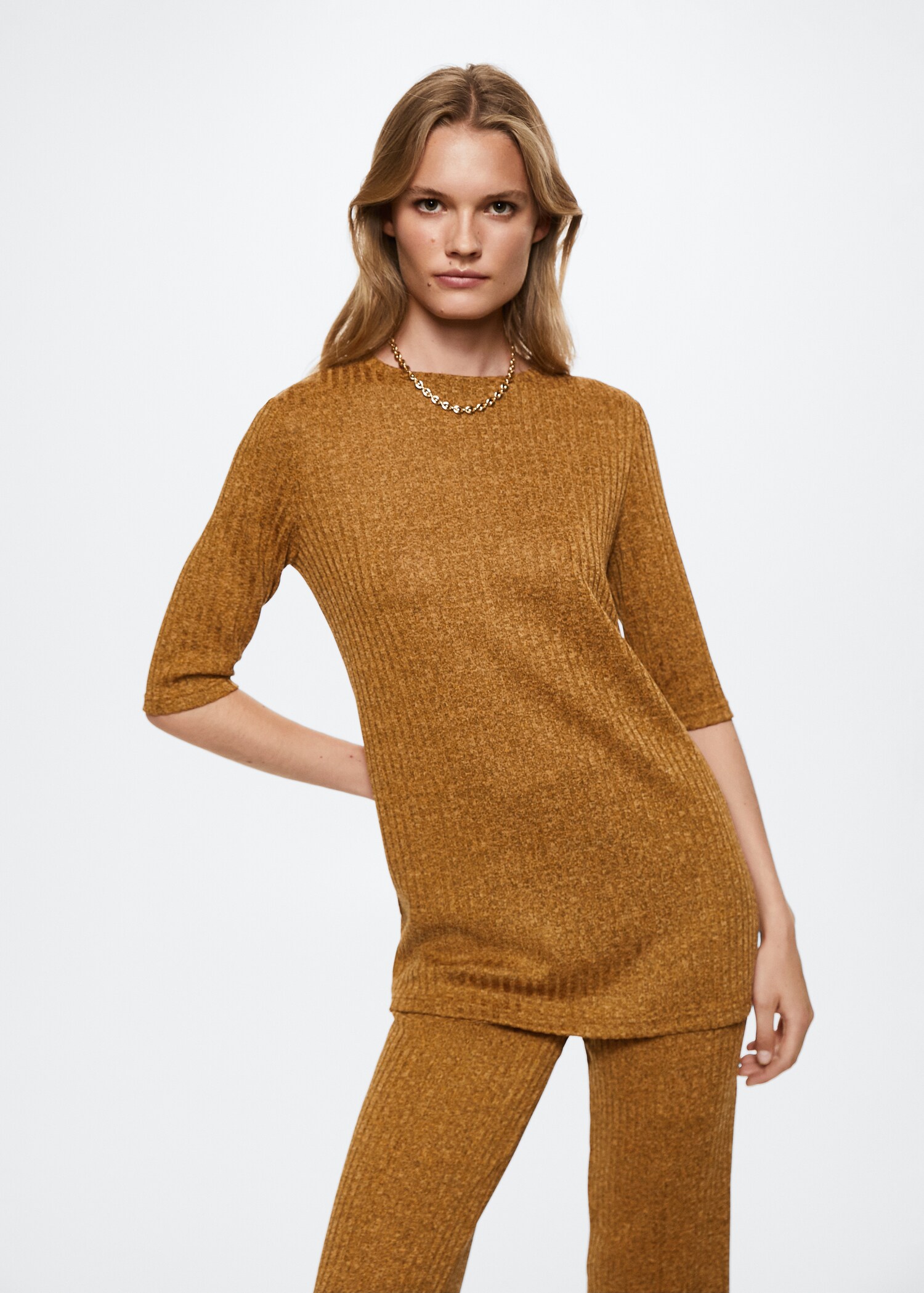 Ribbed  knit t-shirt - Medium plane