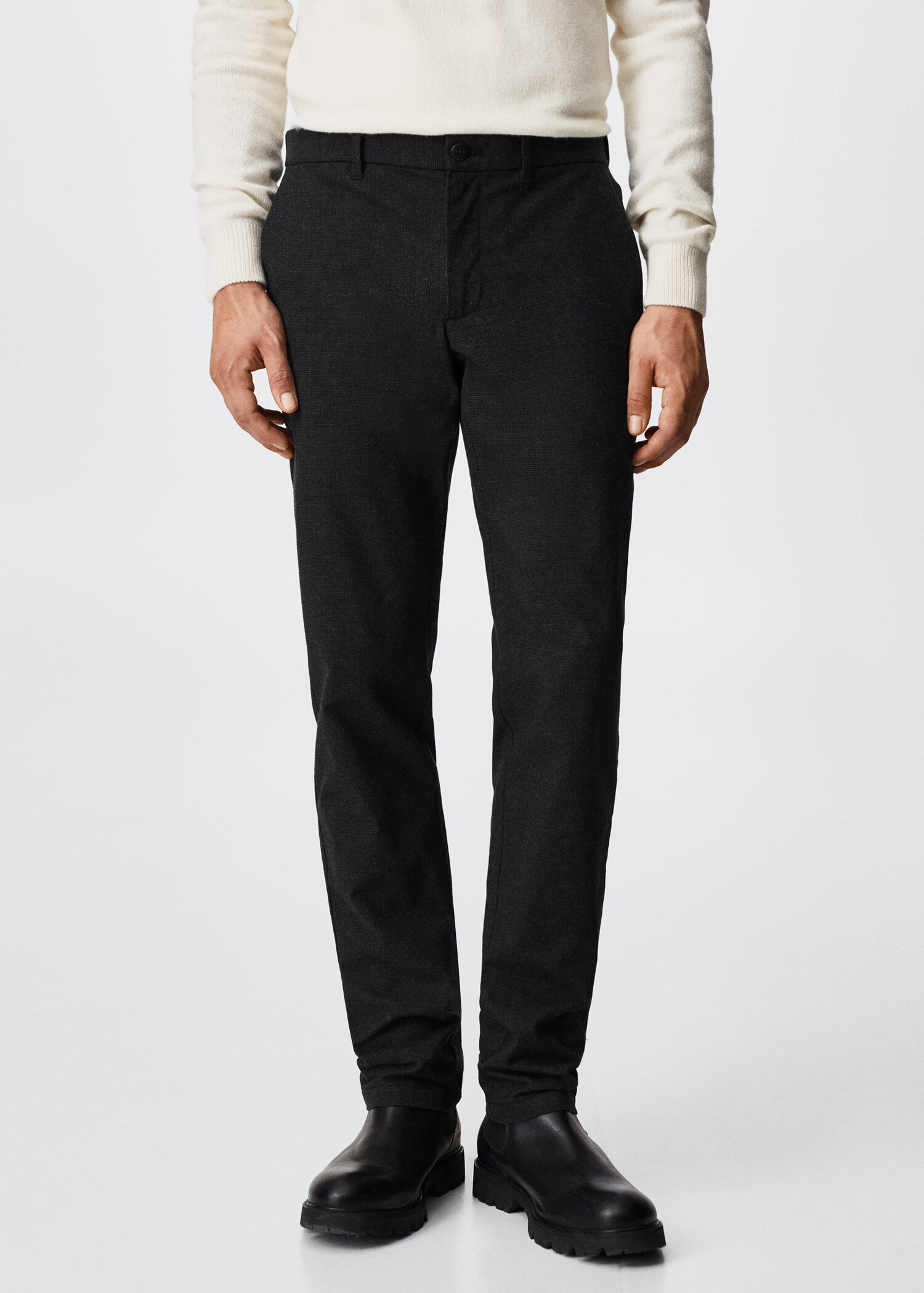 Calças slim fit de algodão - Plano médio