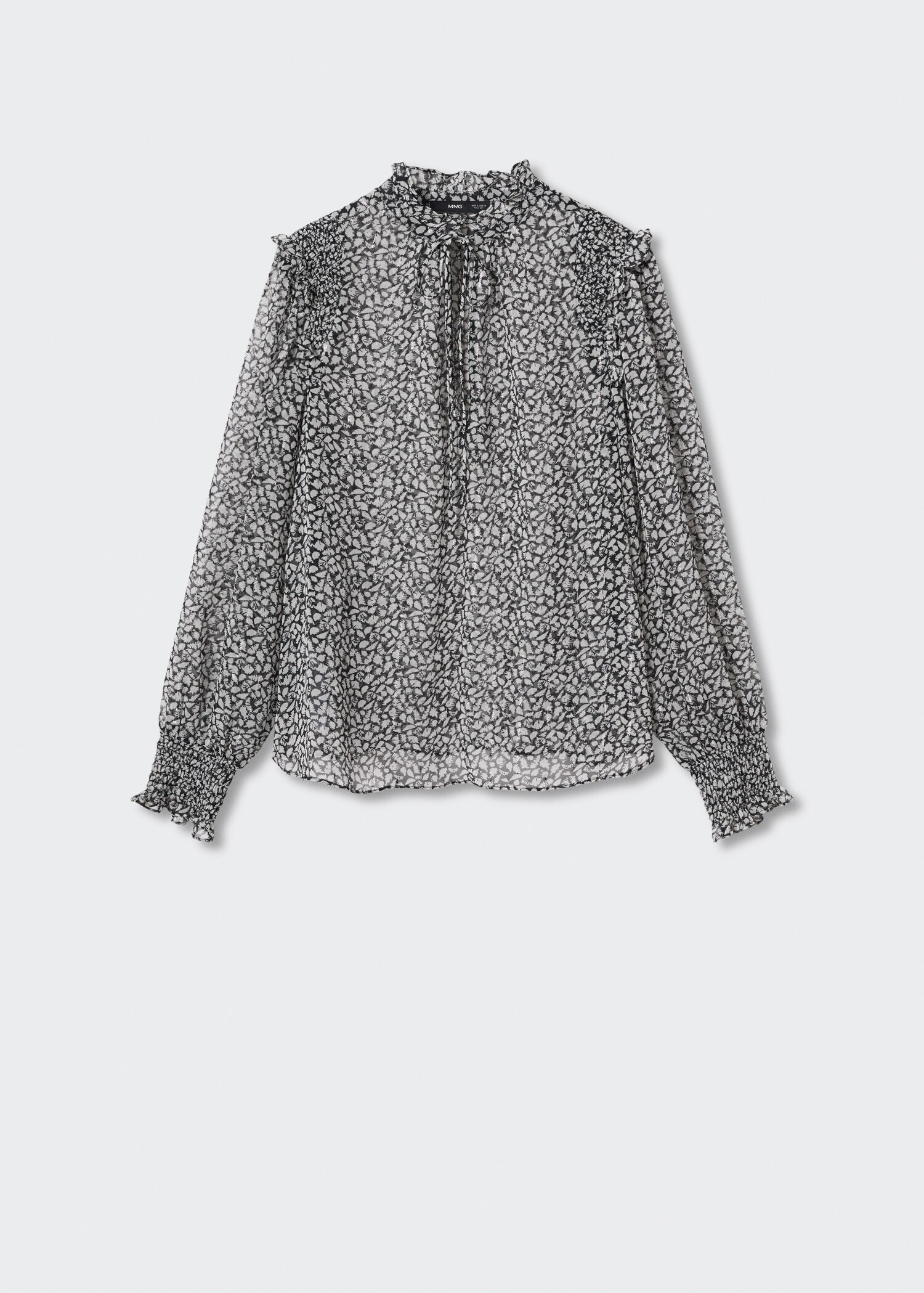 Mønstret bluse med volanger - Artikkel uten modell