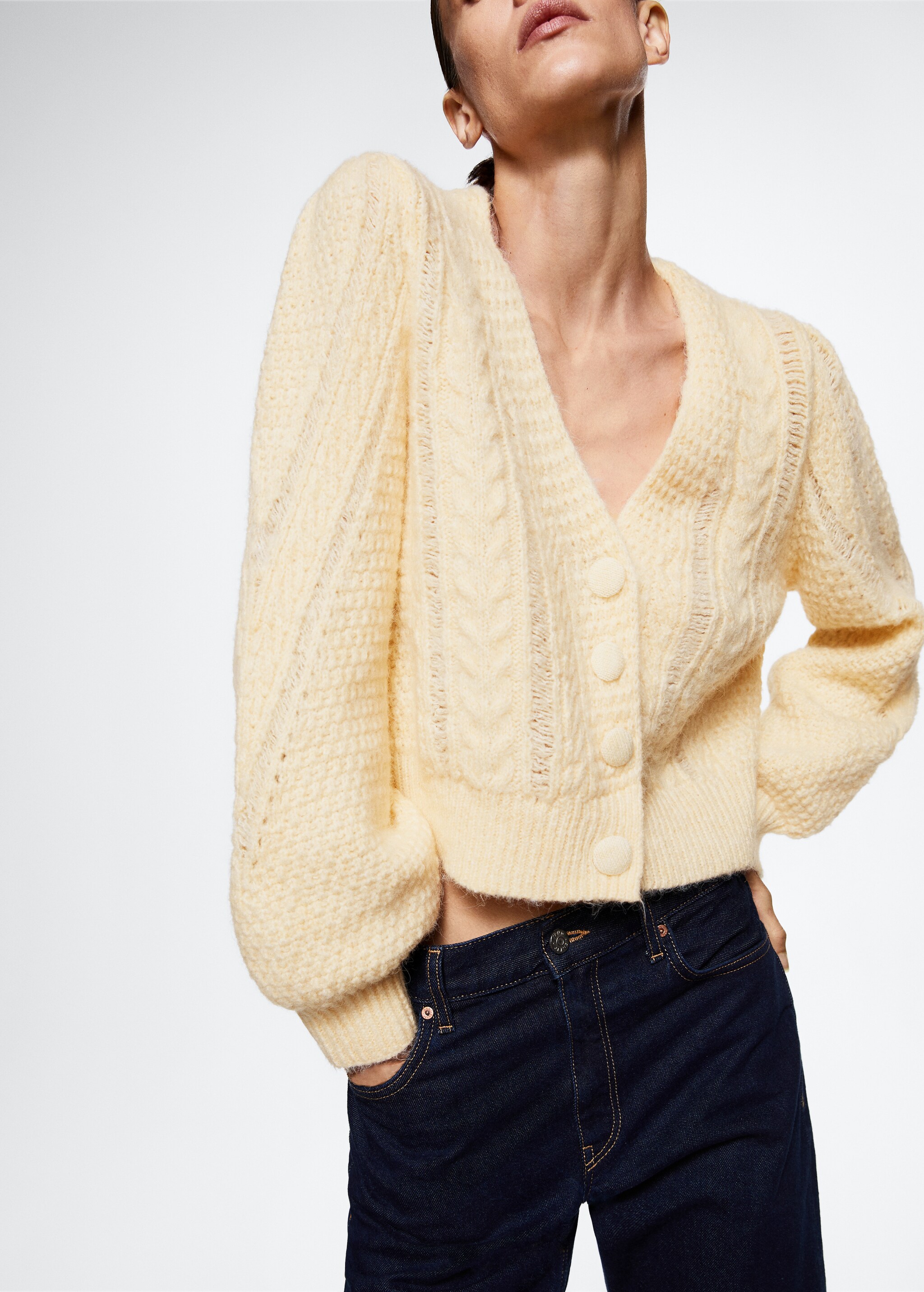 Buttoned knit braided cardigan - Details of the article 6
