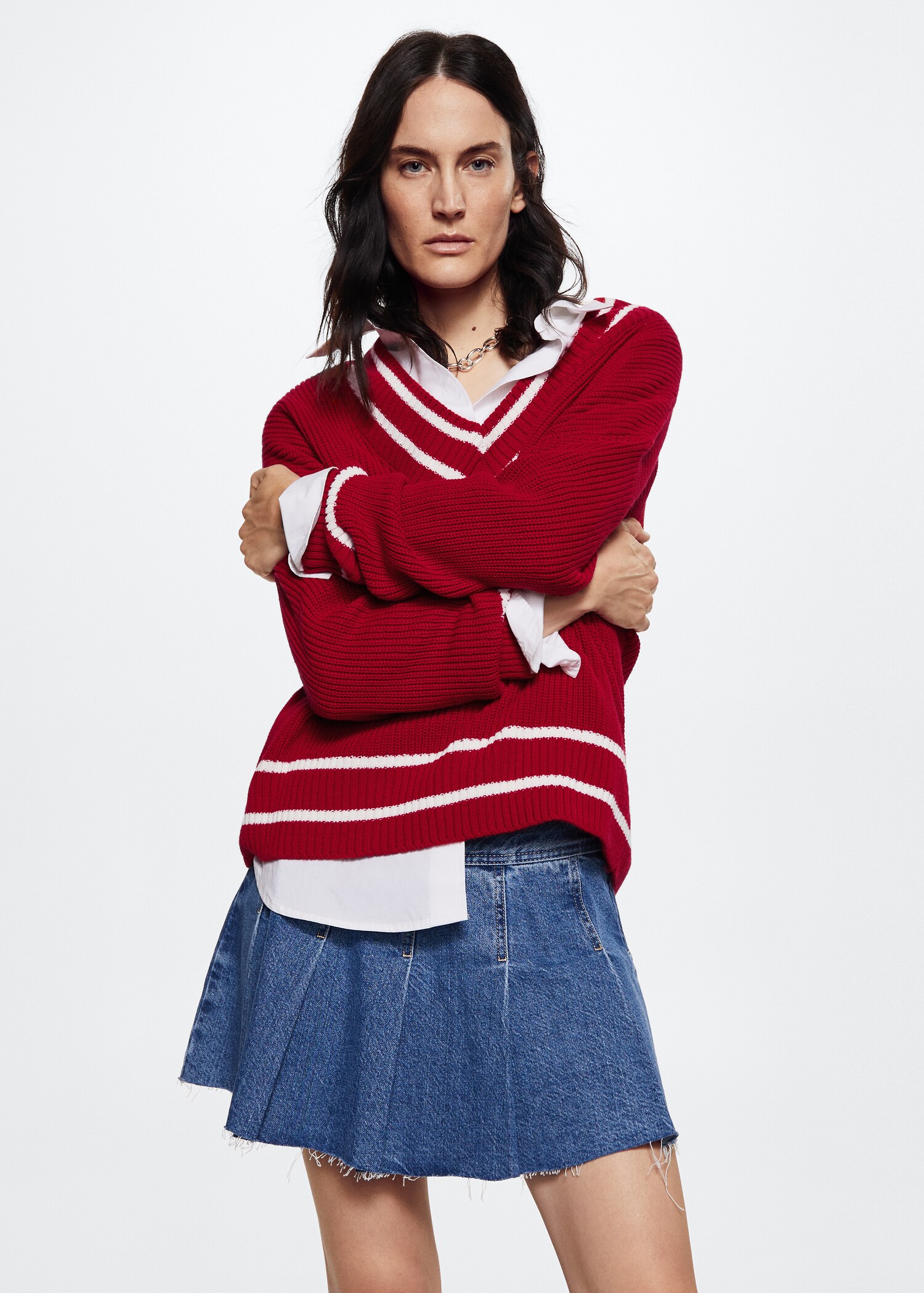 V-neckline oversize sweater - Medium plane