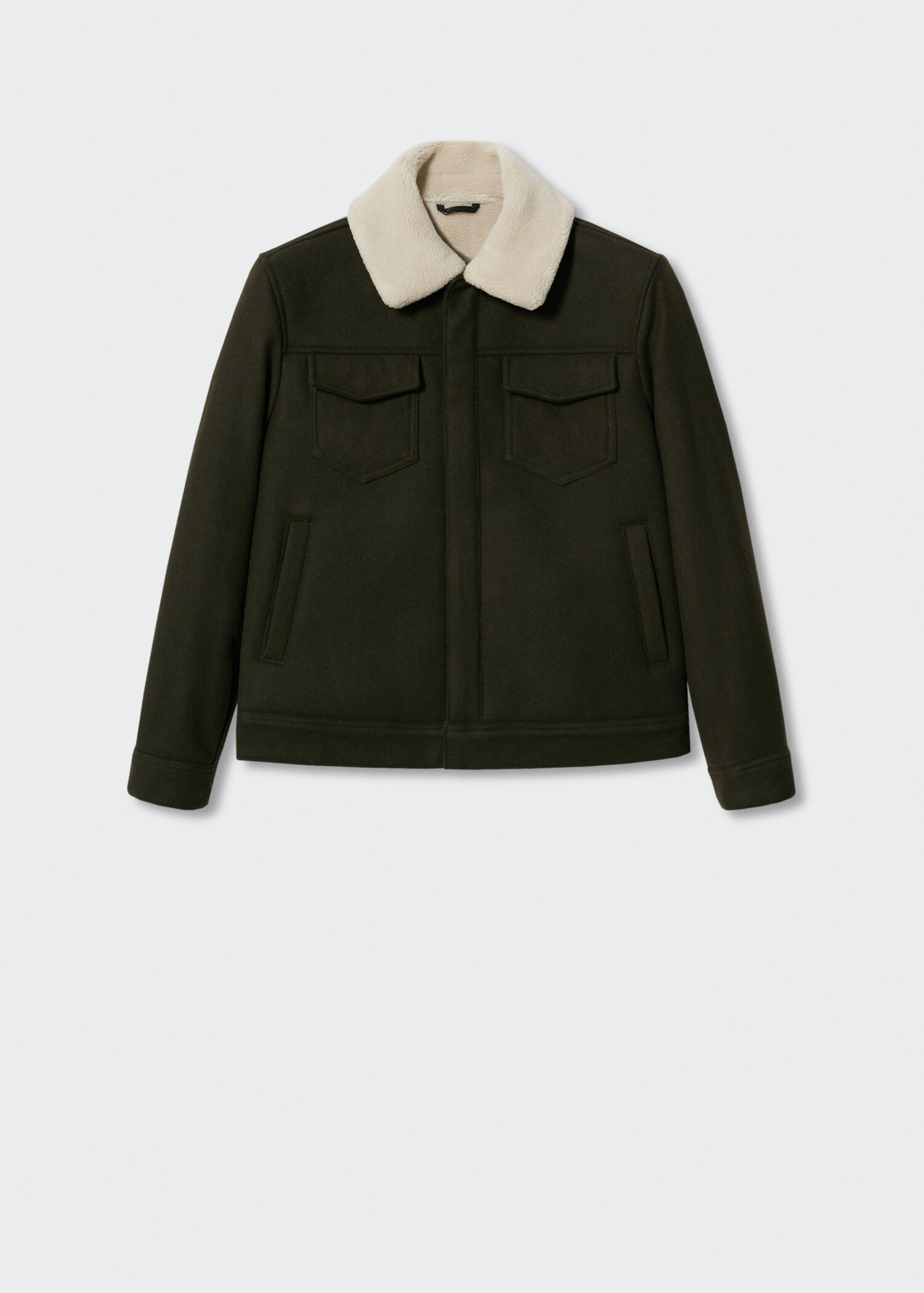 Faux-shearling collar wool jacket - Article without model