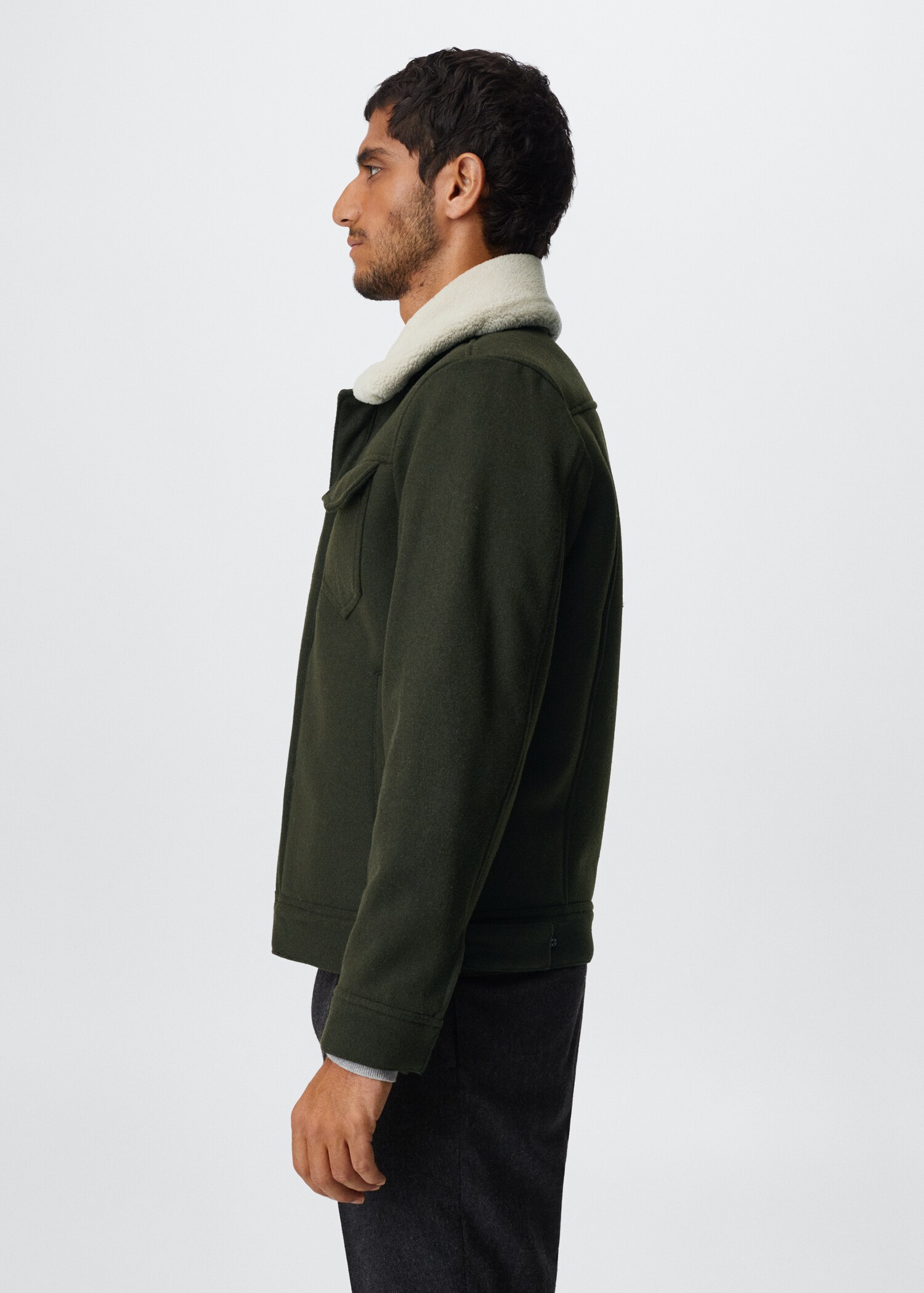 Faux-shearling collar wool jacket - Details of the article 6