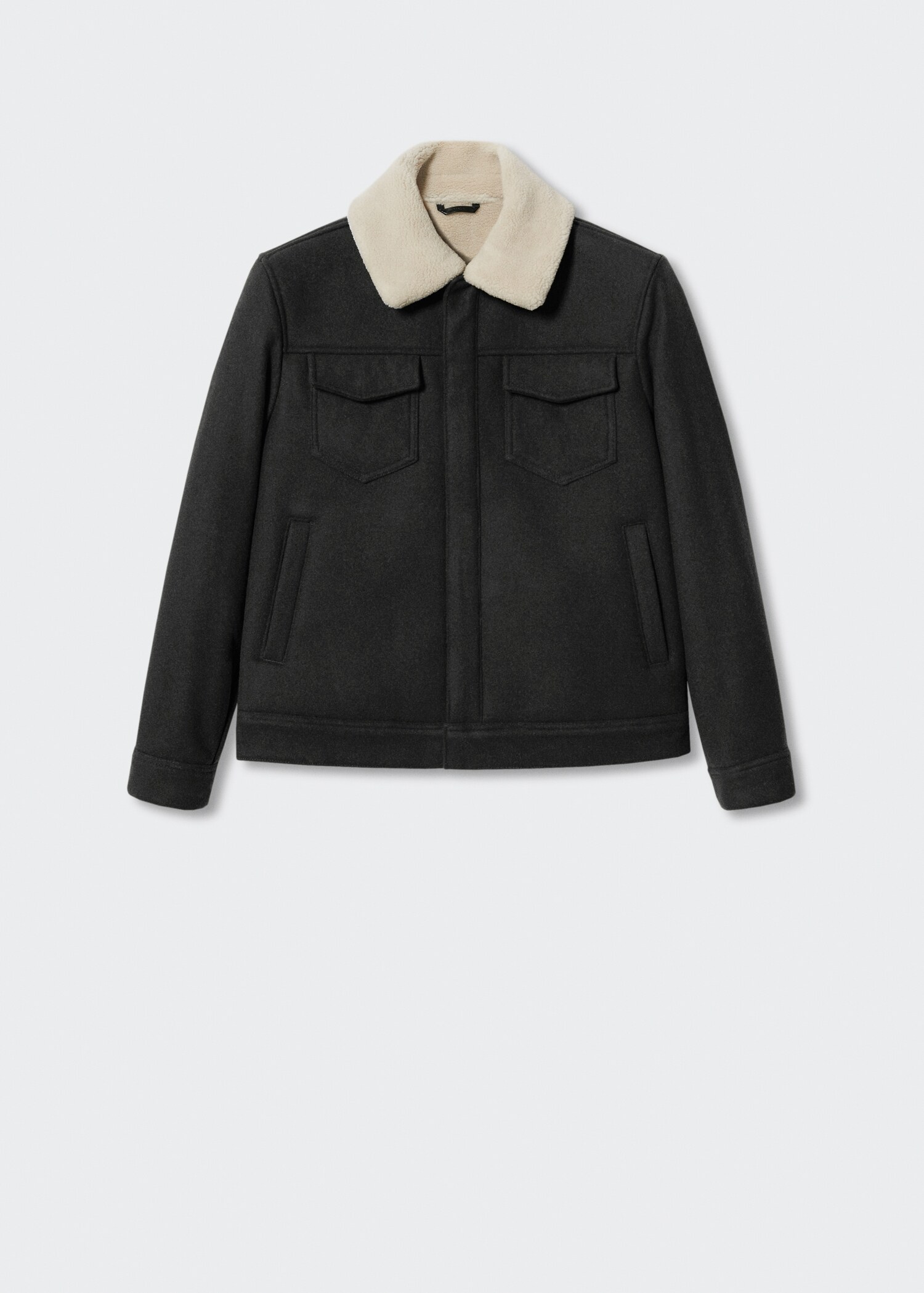 Faux-shearling collar wool jacket - Article without model