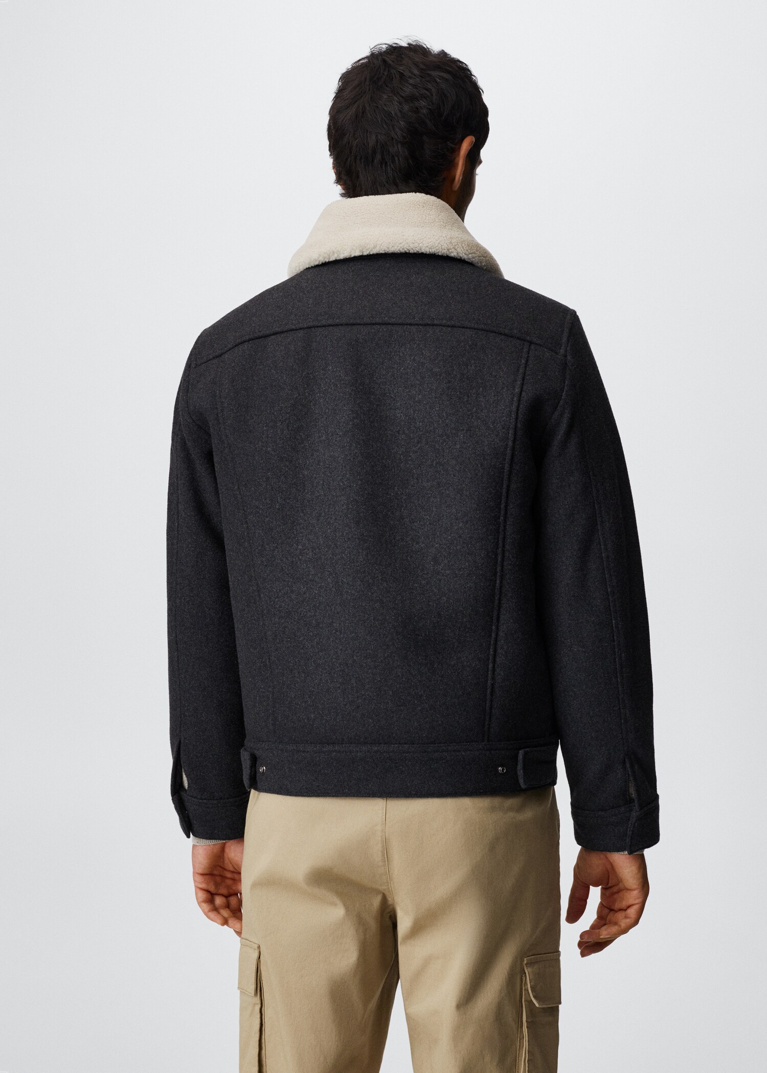 Faux-shearling collar wool jacket - Reverse of the article