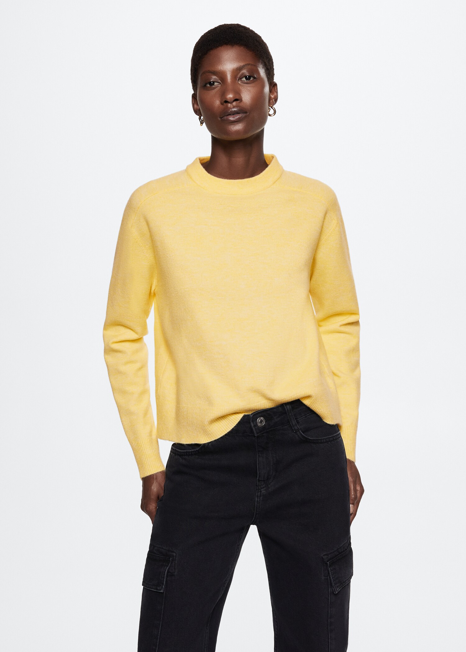 Cotton-linen round-neck knitted sweater - Medium plane