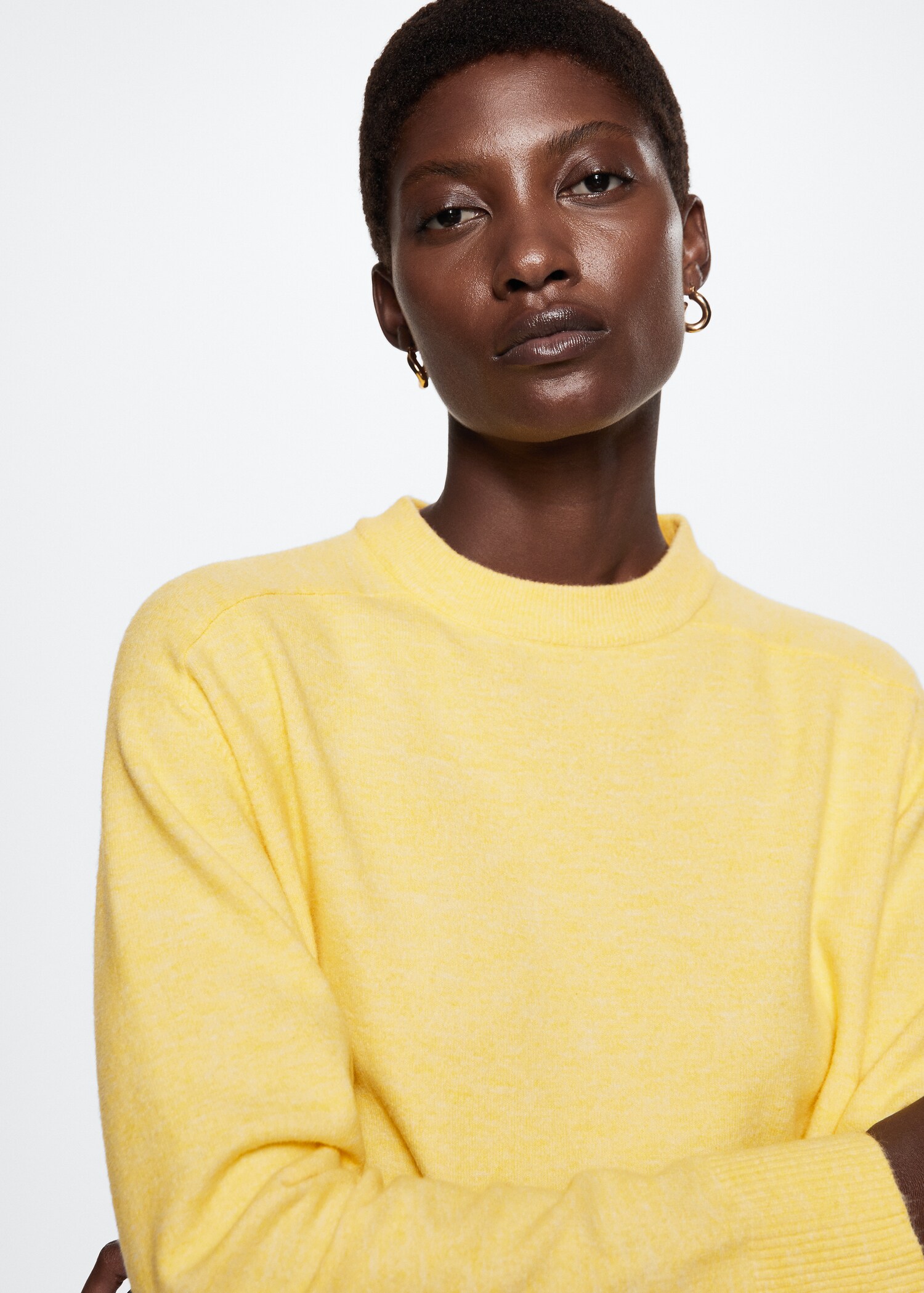 Cotton-linen round-neck knitted sweater - Details of the article 4
