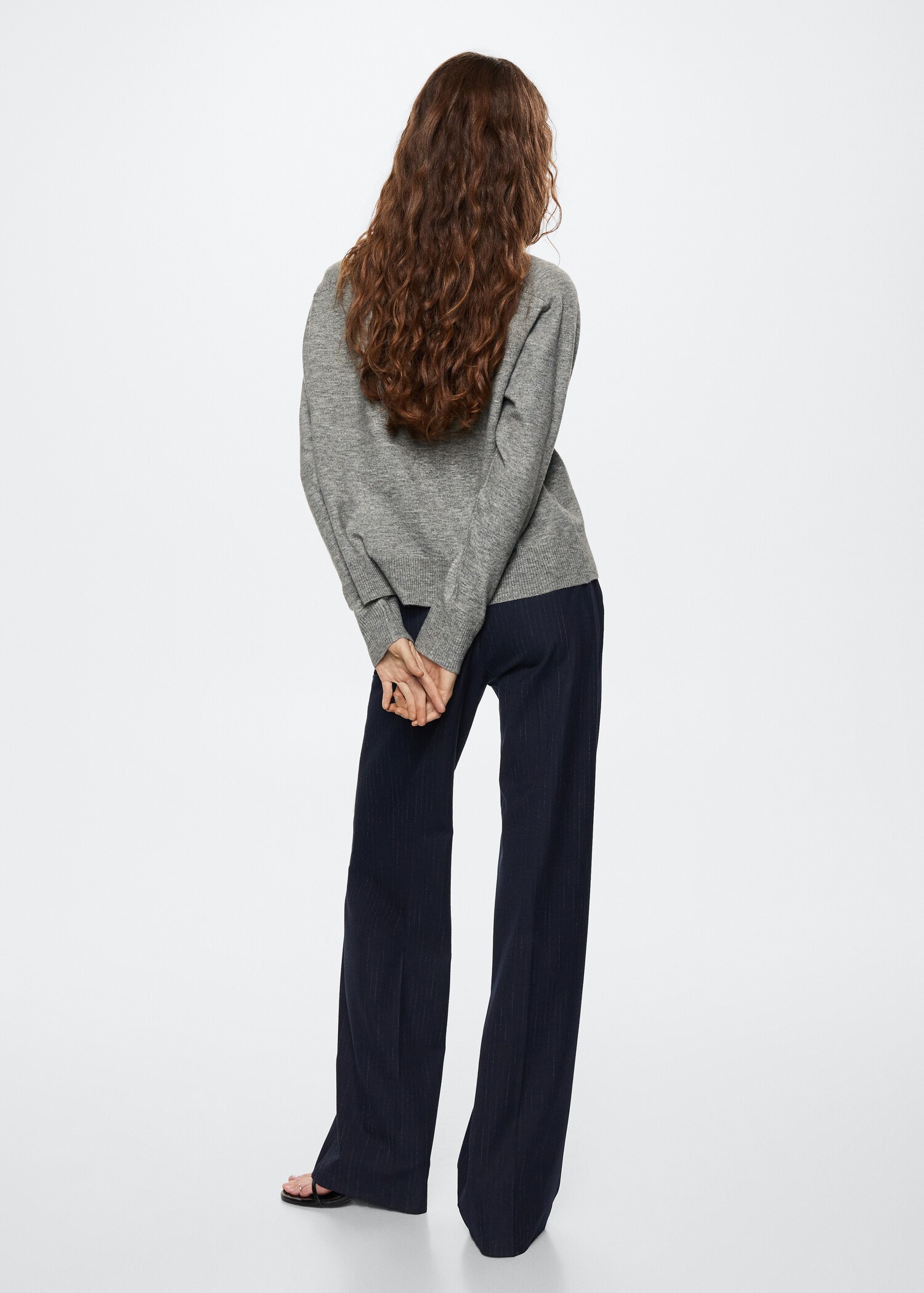 Cotton-linen round-neck knitted sweater - Reverse of the article