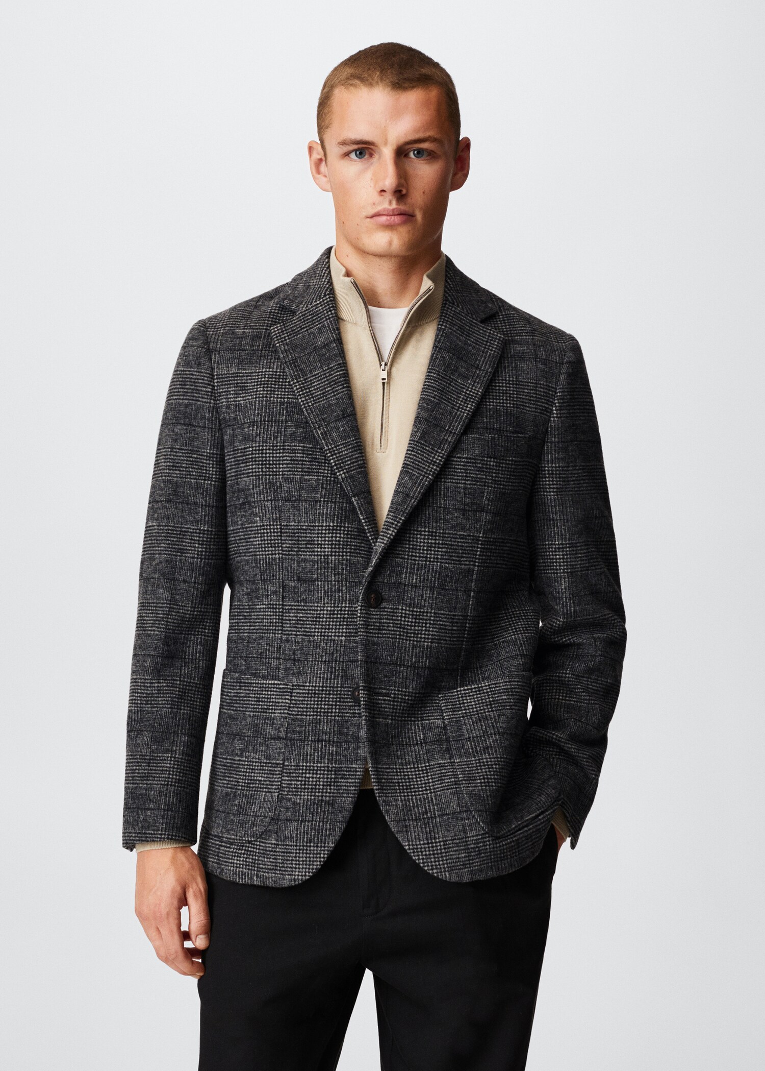 Prince of Wales wool-blend blazer - Medium plane